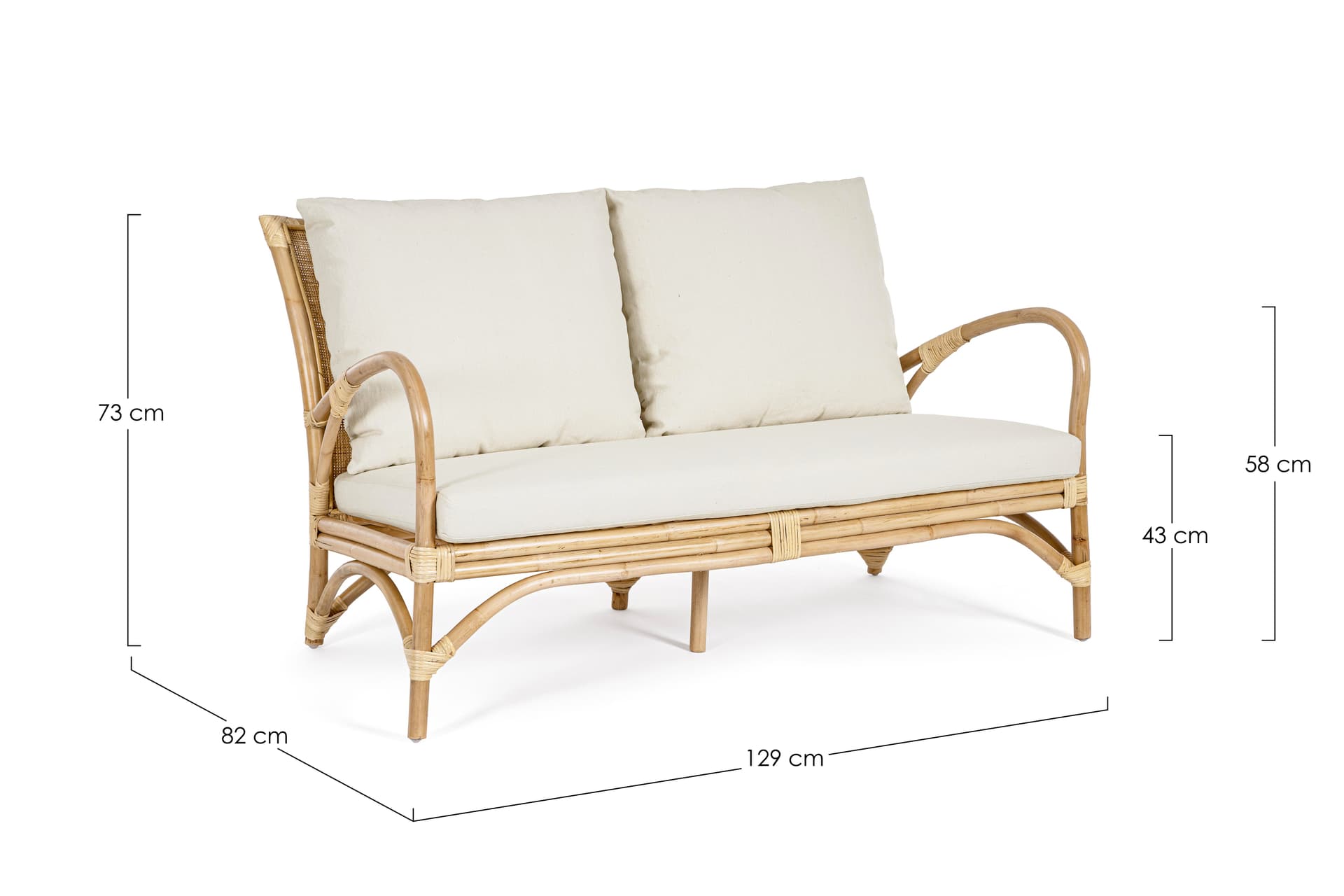 Divano a 2 posti con cuscino "Alicante" 129 cm in Set di mobili Decor Space - Altamura, commercioVirtuoso.it