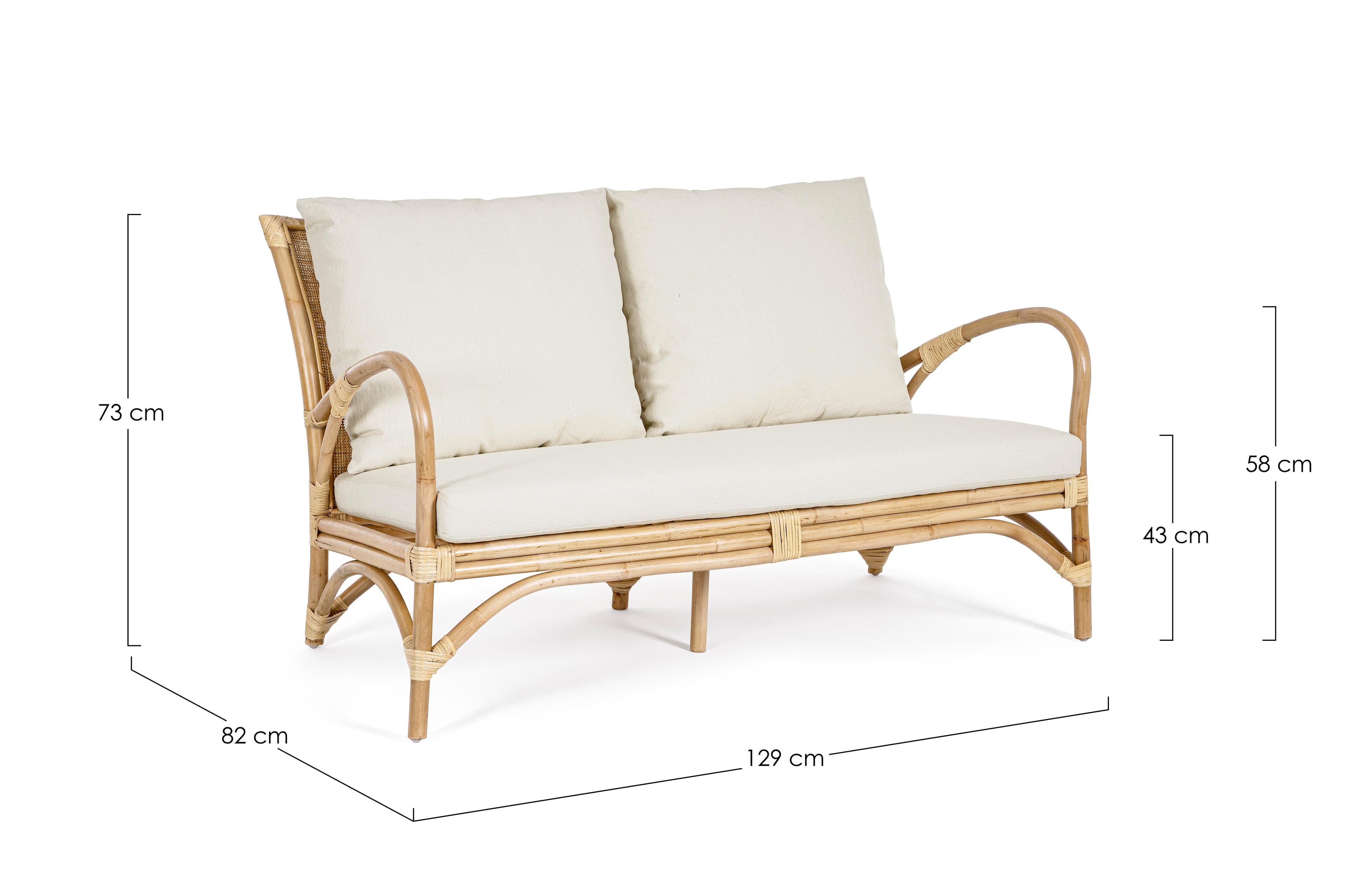 Divano a 2 posti con cuscino "Alicante" 129 cm in Set di mobili Decor Space - Altamura, commercioVirtuoso.it