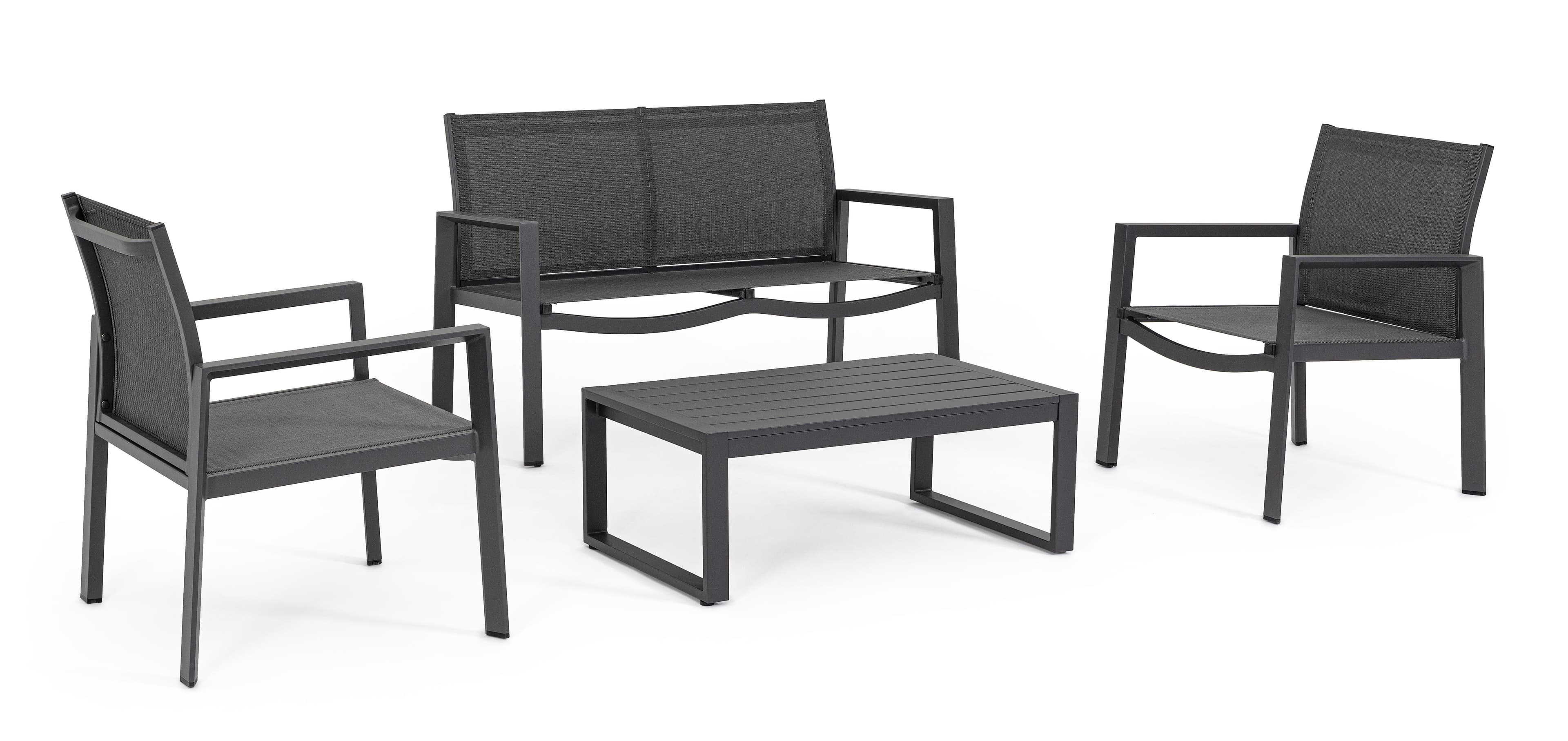Salotto con poltrone e tavolino "Kallen" struttura in alluminio per veranda e giardino in Set di mobili Decor Space - Altamura, commercioVirtuoso.it