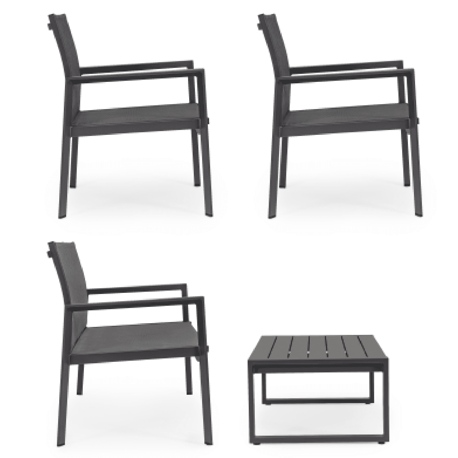 Salotto con poltrone e tavolino "Kallen" struttura in alluminio per veranda e giardino in Set di mobili Decor Space - Altamura, commercioVirtuoso.it