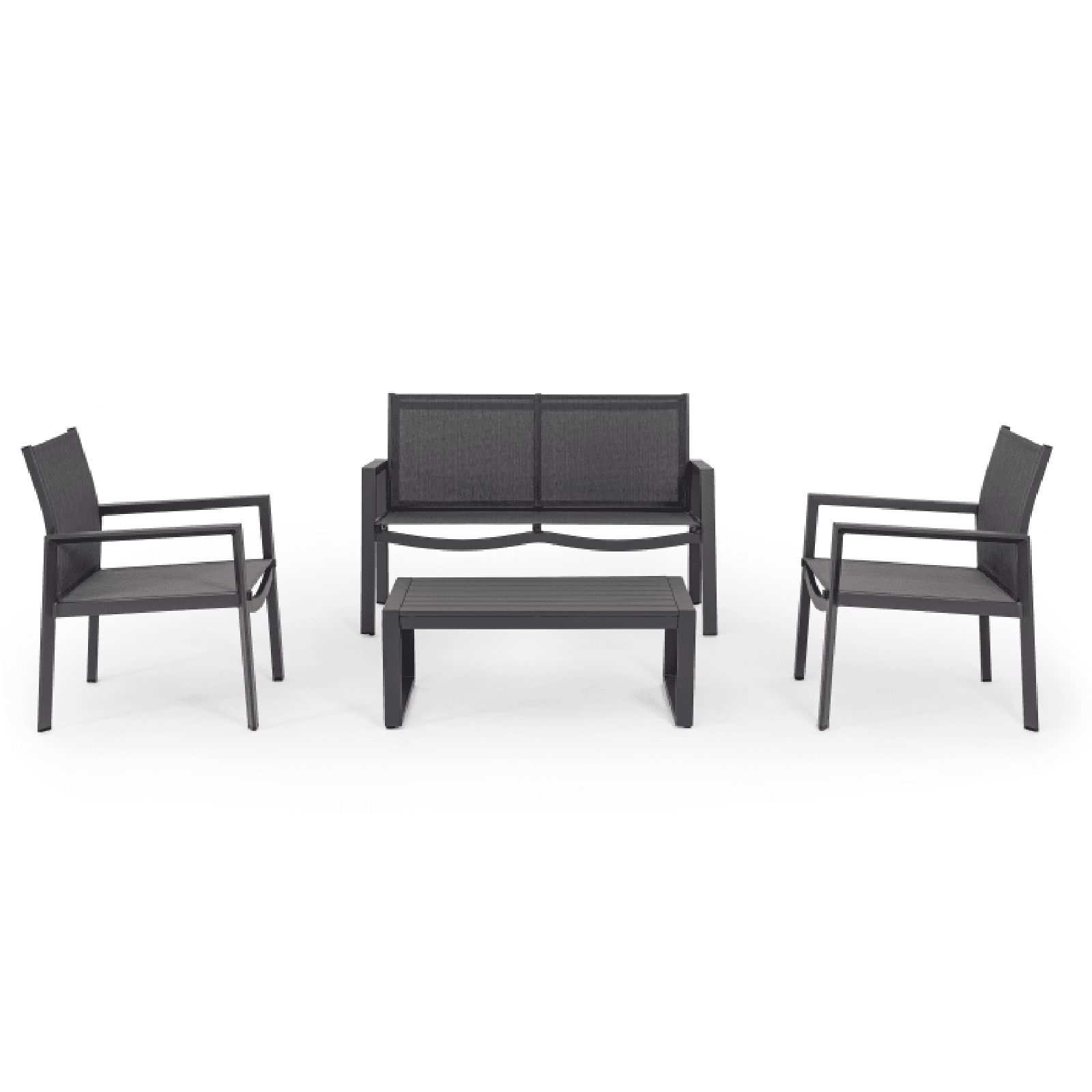 Salotto con poltrone e tavolino "Kallen" struttura in alluminio per veranda e giardino in Set di mobili Decor Space - Altamura, commercioVirtuoso.it