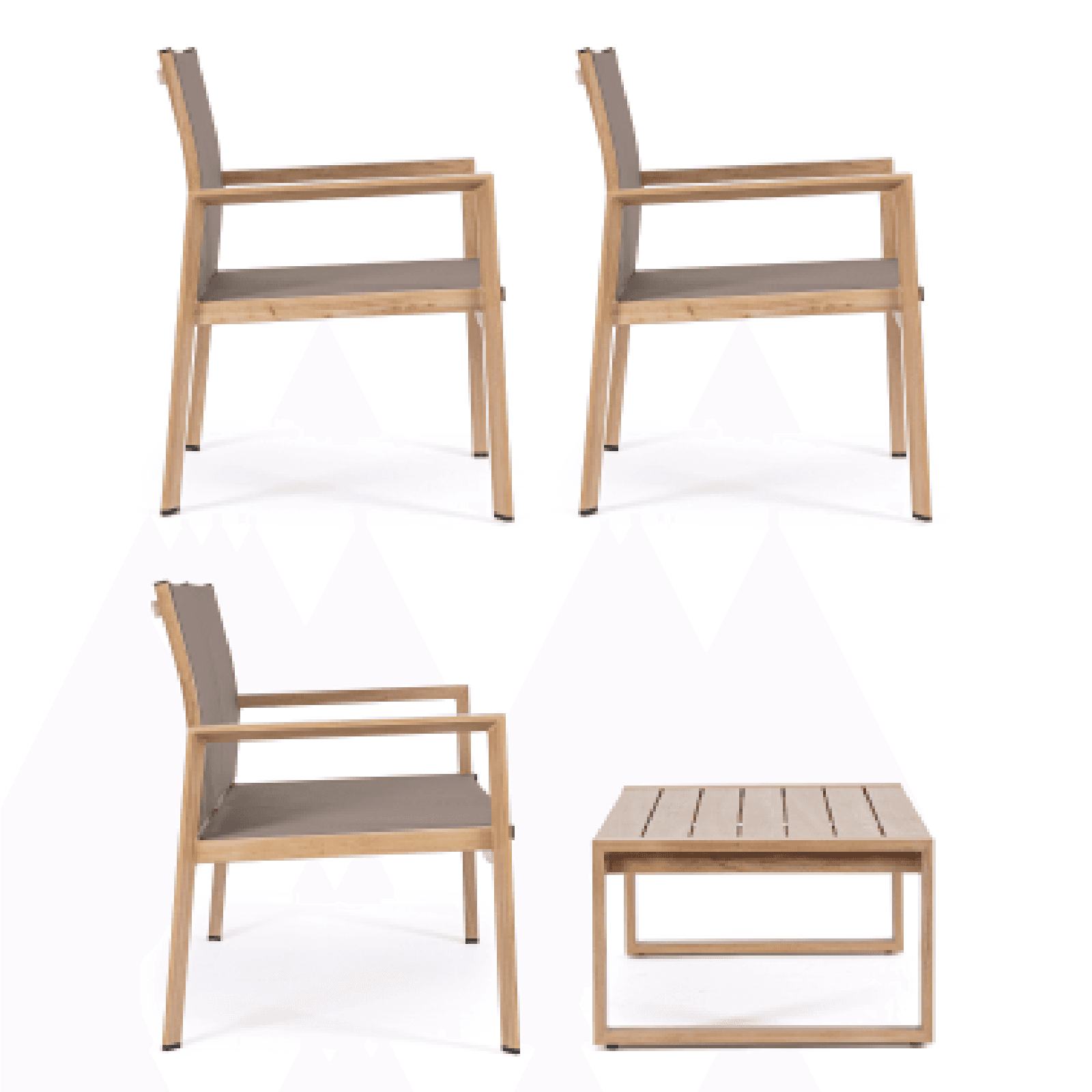 Salotto con poltrone e tavolino "Kallen" struttura in alluminio per veranda e giardino in Set di mobili Decor Space - Altamura, commercioVirtuoso.it