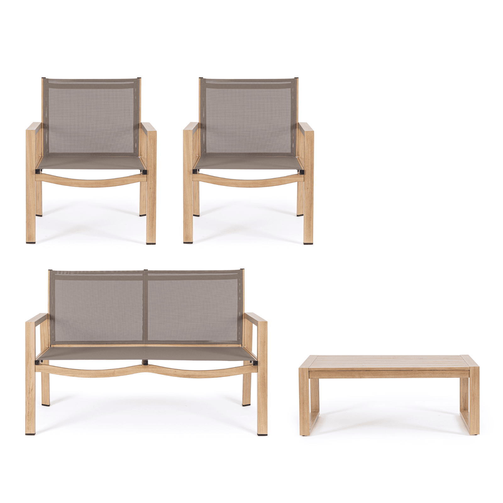 Salotto con poltrone e tavolino "Kallen" struttura in alluminio per veranda e giardino in Set di mobili Decor Space - Altamura, commercioVirtuoso.it
