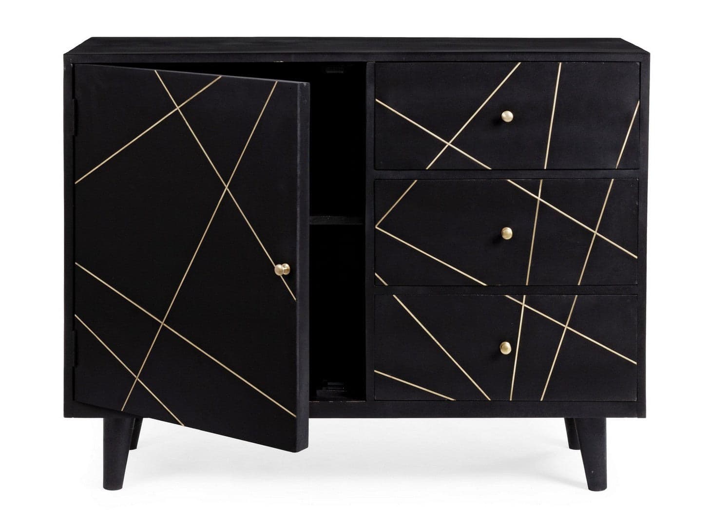 Credenza "Lineas" con struttura in legno di mango, cassetti in mdf, stile moderno in Credenze Decor Space - Altamura, commercioVirtuoso.it