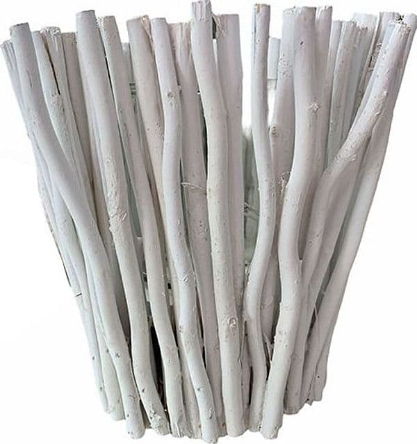 Vaso portacandela in legno bianco per esterno e interno decorazione per giardino in Lanterne Decor Space - Altamura, commercioVirtuoso.it