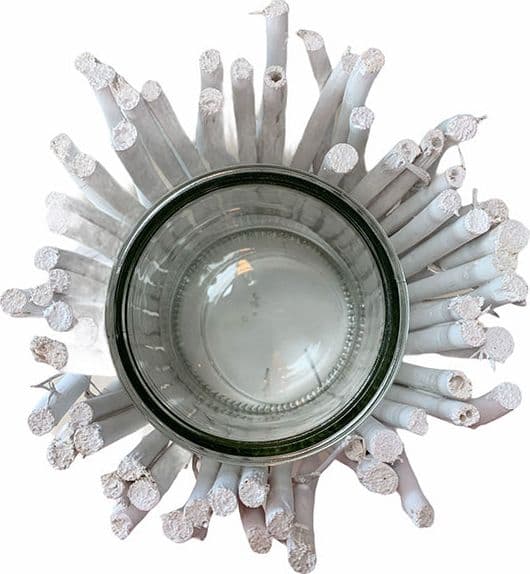 Vaso portacandela in legno bianco per esterno e interno decorazione per giardino in Lanterne Decor Space - Altamura, commercioVirtuoso.it