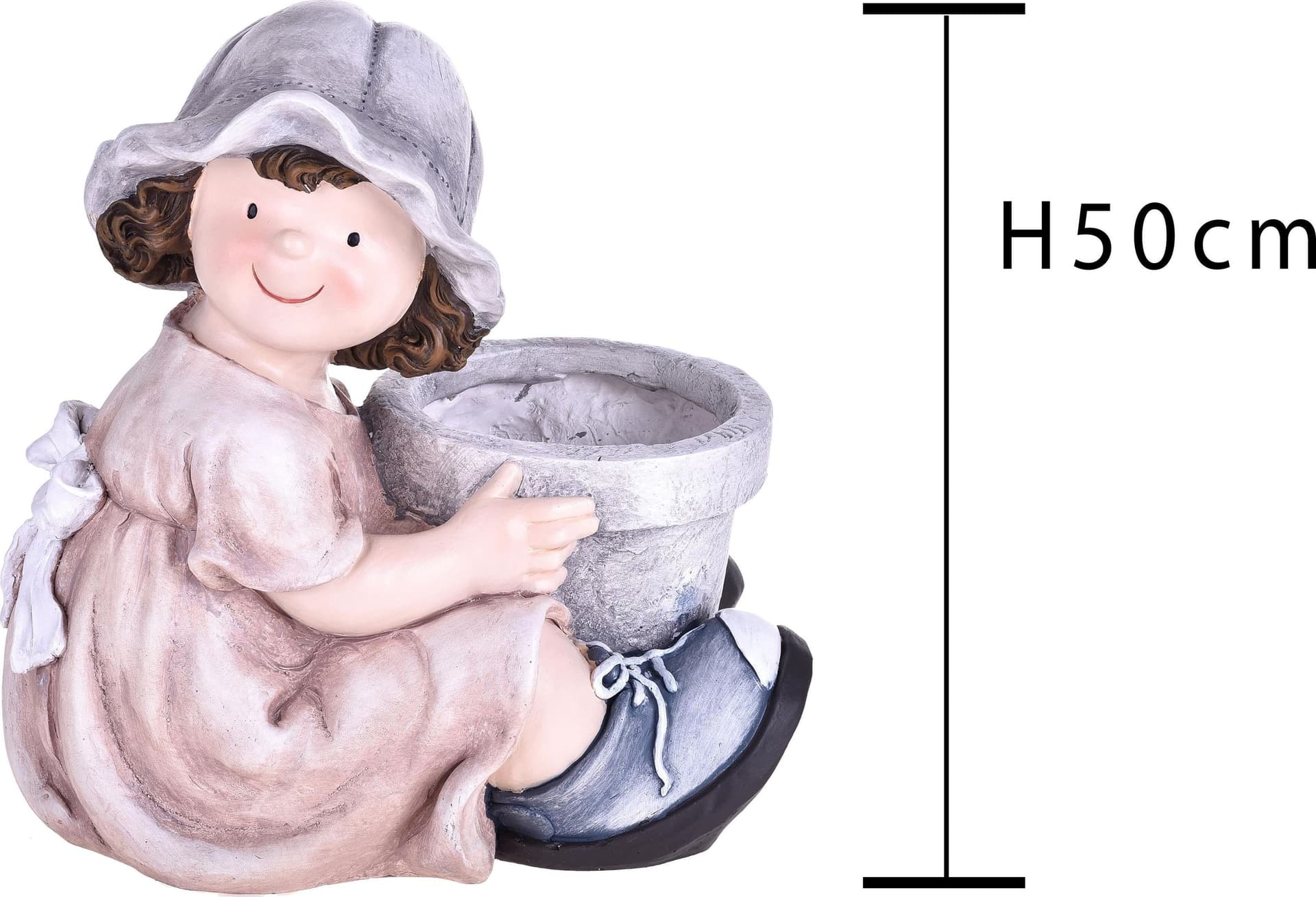 Bambina seduto con vaso in resina decorazione per esterno da h50 cm in Statue Decor Space - Altamura, commercioVirtuoso.it