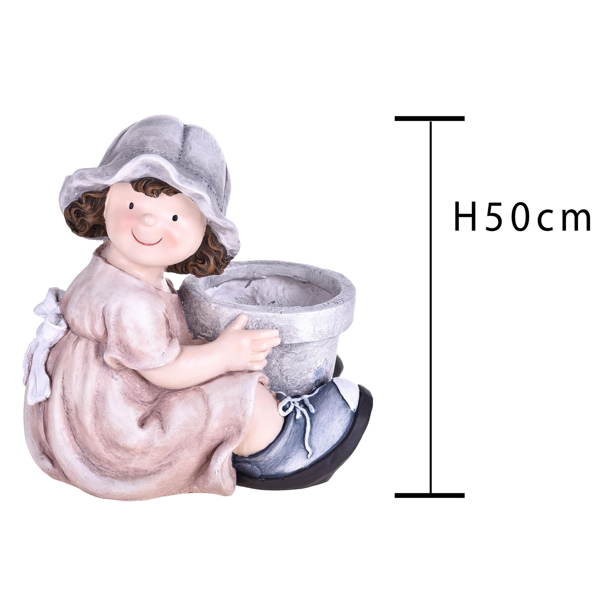 Bambina seduto con vaso in resina decorazione per esterno da h50 cm in Statue Decor Space - Altamura, commercioVirtuoso.it