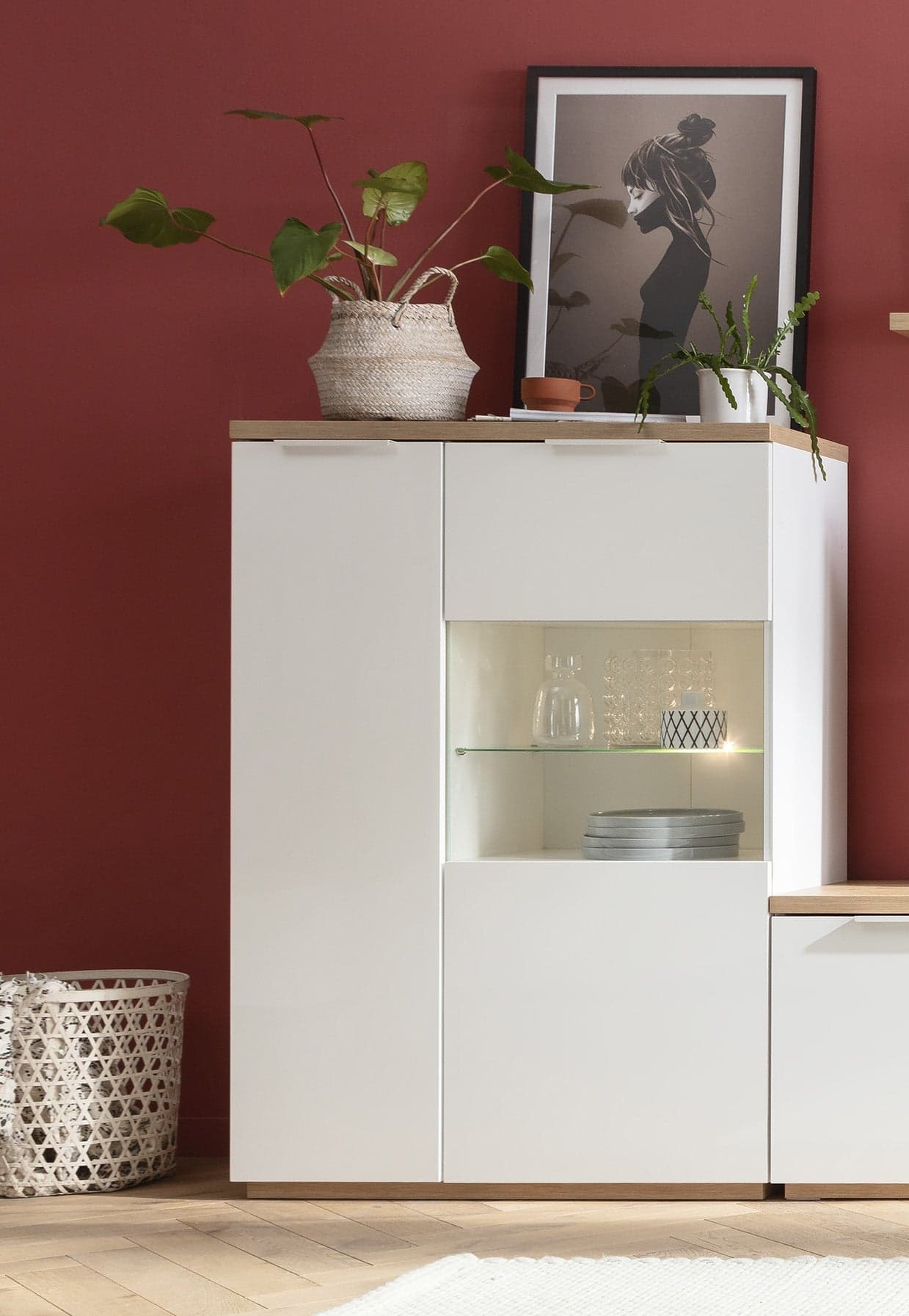 Colonna multiuso "Mundi" con 2 ante rovere e Bianco h 130 cm in Credenze Decor Space - Altamura, commercioVirtuoso.it