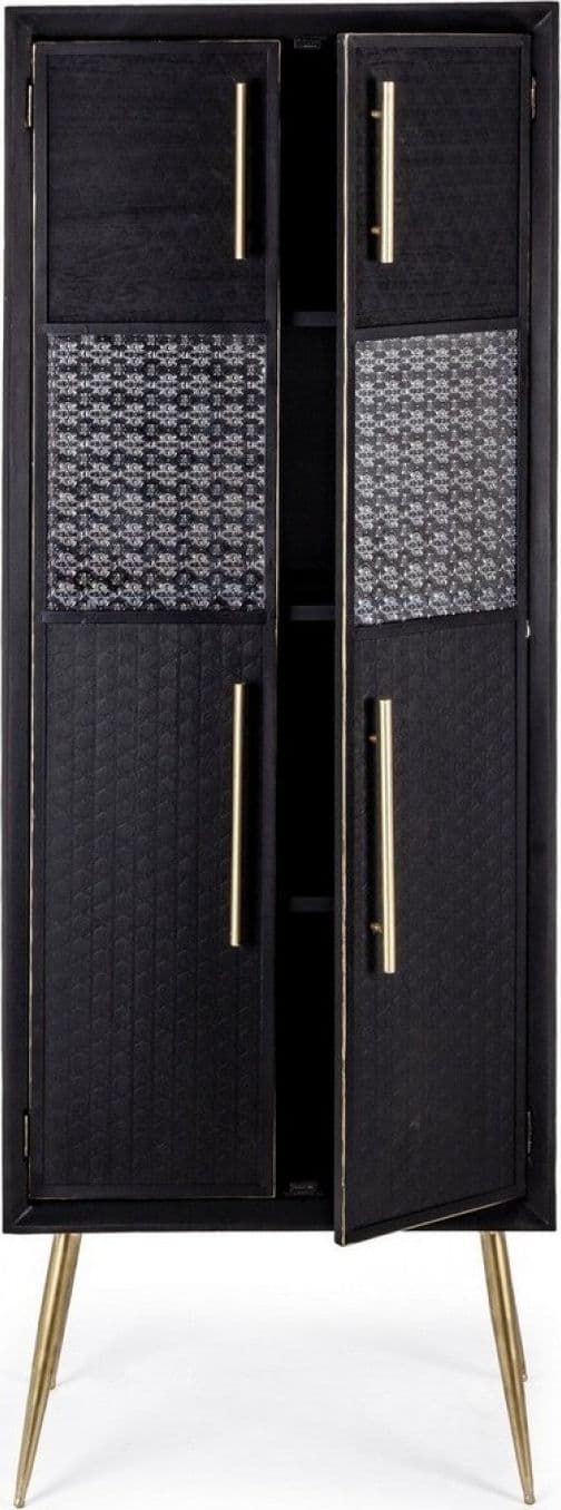 Credenza "Ebony" 2 ante con inserti in vetro, struttura in legno, 171 cm in Credenze Decor Space - Altamura, commercioVirtuoso.it