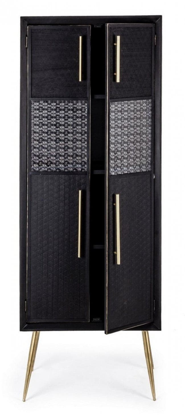 Credenza "Ebony" 2 ante con inserti in vetro, struttura in legno, 171 cm in Credenze Decor Space - Altamura, commercioVirtuoso.it