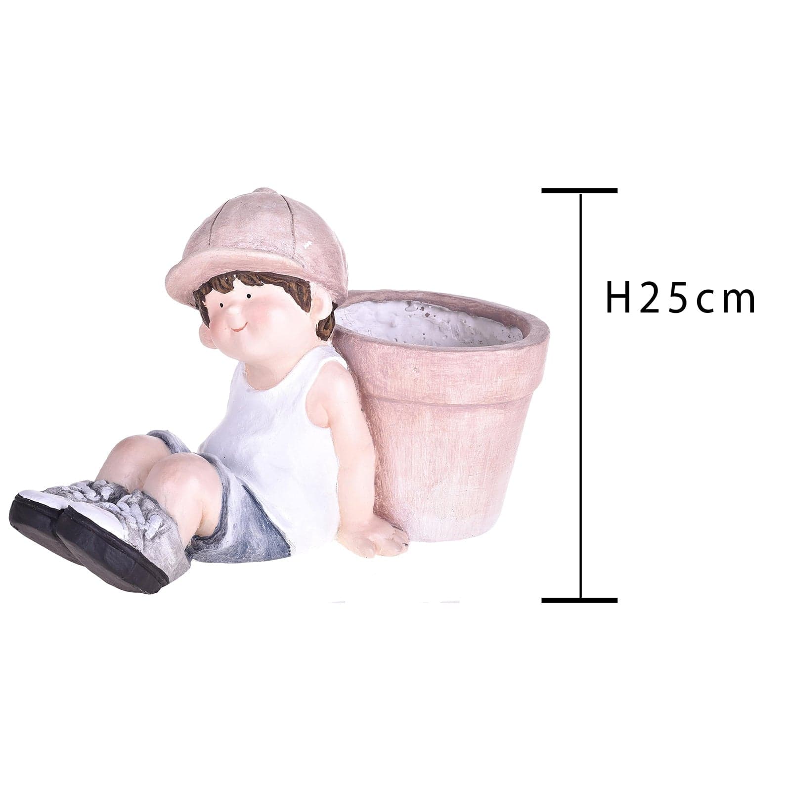 Bambino seduto con vaso in resina decorazione per esterni da h25 cm in Statue Decor Space - Altamura, commercioVirtuoso.it