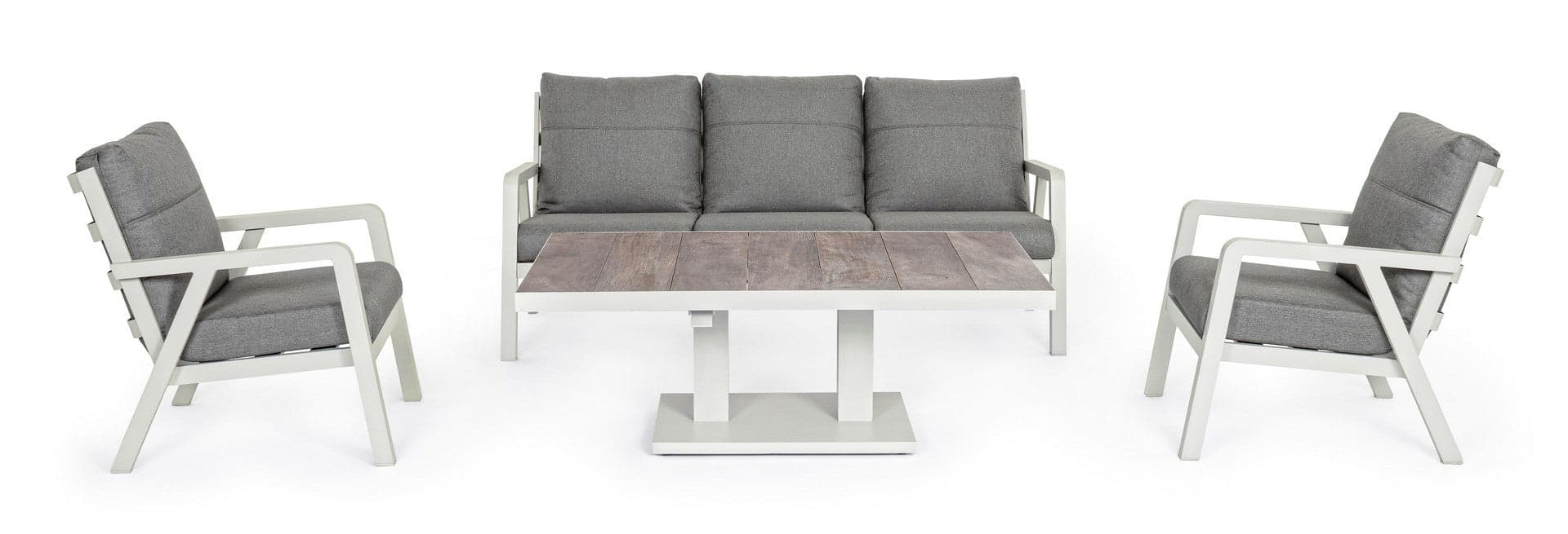 Tavolino "Truman" con struttura in alluminio, con piano in ceramica, altezza regolabile in Tavoli standard Decor Space - Altamura, commercioVirtuoso.it