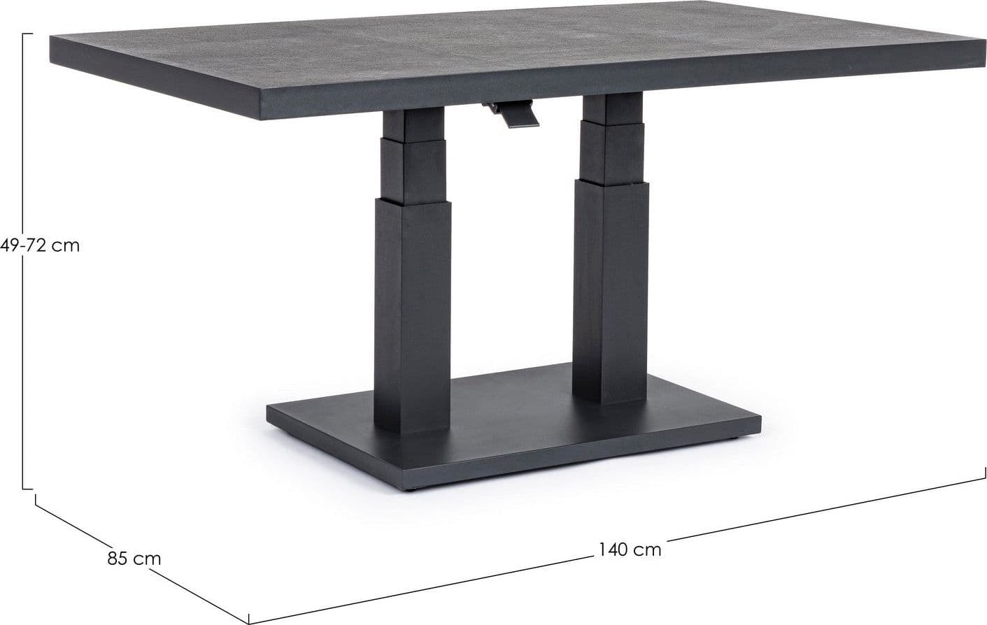 Tavolino "Truman" con struttura in alluminio, con piano in ceramica, altezza regolabile - 30