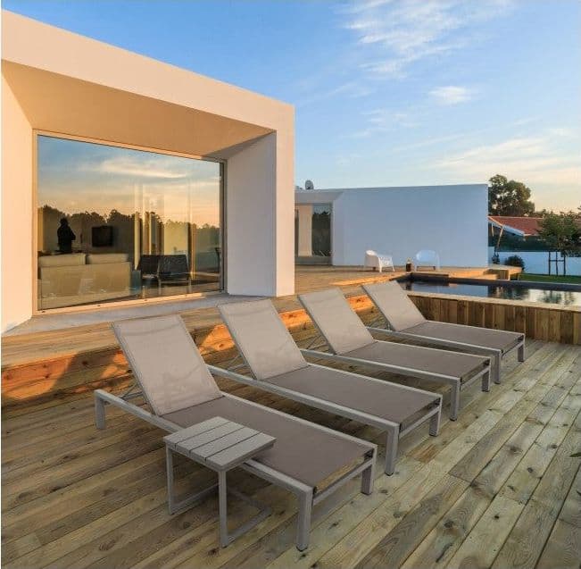 Lettino prendisole in alluminio "Sky" con ruote per piscina e giardino in Lettini Decor Space - Altamura, commercioVirtuoso.it