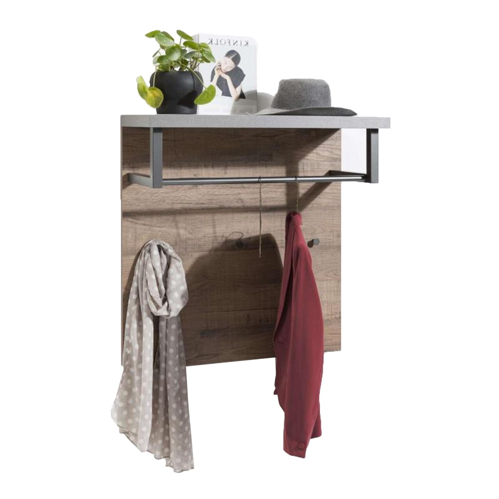 Pannello moderno appendiabiti da ingresso con ripiano in legno h 84 cm in Appendiabiti Decor Space - Altamura, commercioVirtuoso.it