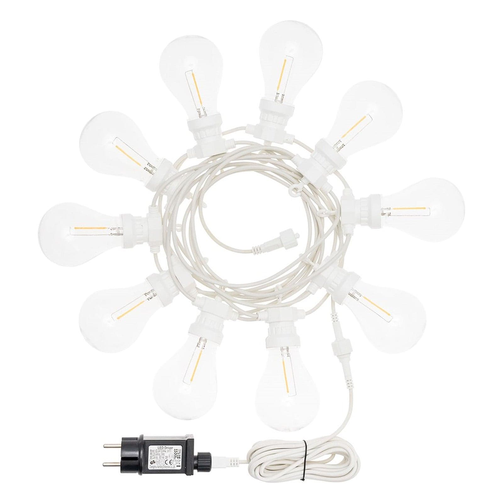 Catena prolungabile da 10 lampadine con filamenti bianco caldo per esterni 5,5 mt in Lanterne Decor Space - Altamura, commercioVirtuoso.it