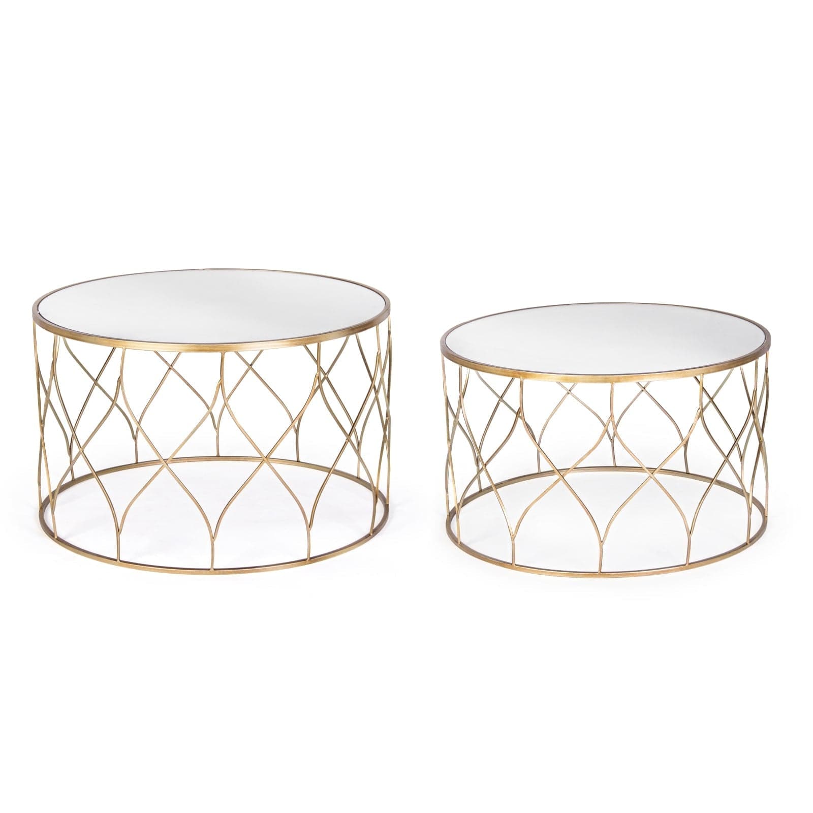 Set di 2 tavolini "Elenor" rotondi in acciaio resistente con piano in vetro per esterno e giardino in Console e tavoli da divano Decor Space - Altamura, commercioVirtuoso.it
