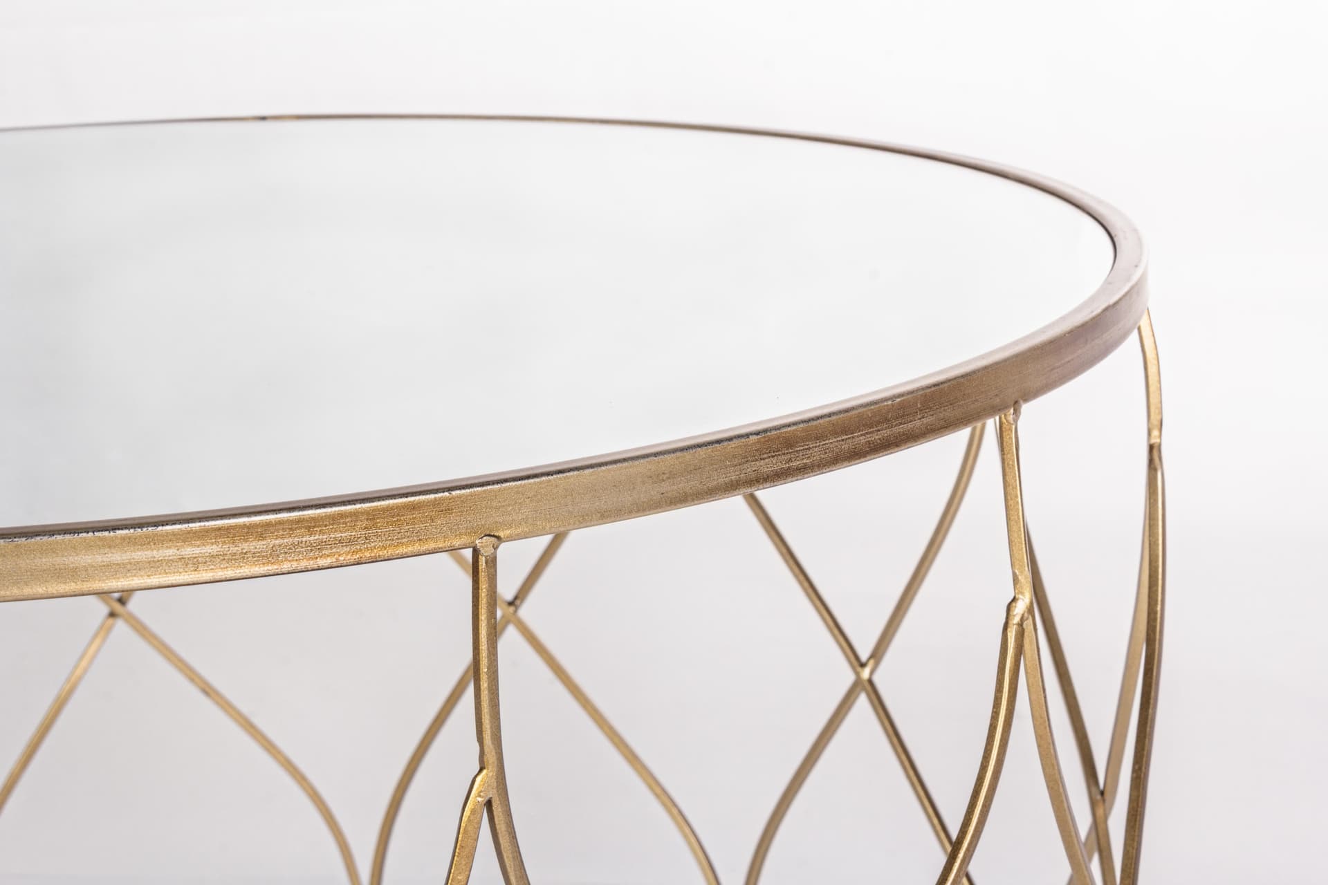 Set di 2 tavolini "Elenor" rotondi in acciaio resistente con piano in vetro per esterno e giardino in Console e tavoli da divano Decor Space - Altamura, commercioVirtuoso.it