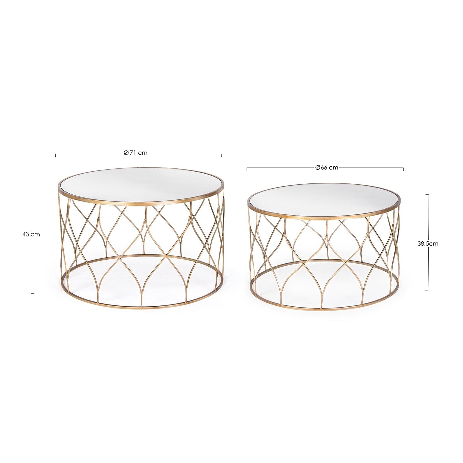 Set di 2 tavolini "Elenor" rotondi in acciaio resistente con piano in vetro per esterno e giardino in Console e tavoli da divano Decor Space - Altamura, commercioVirtuoso.it