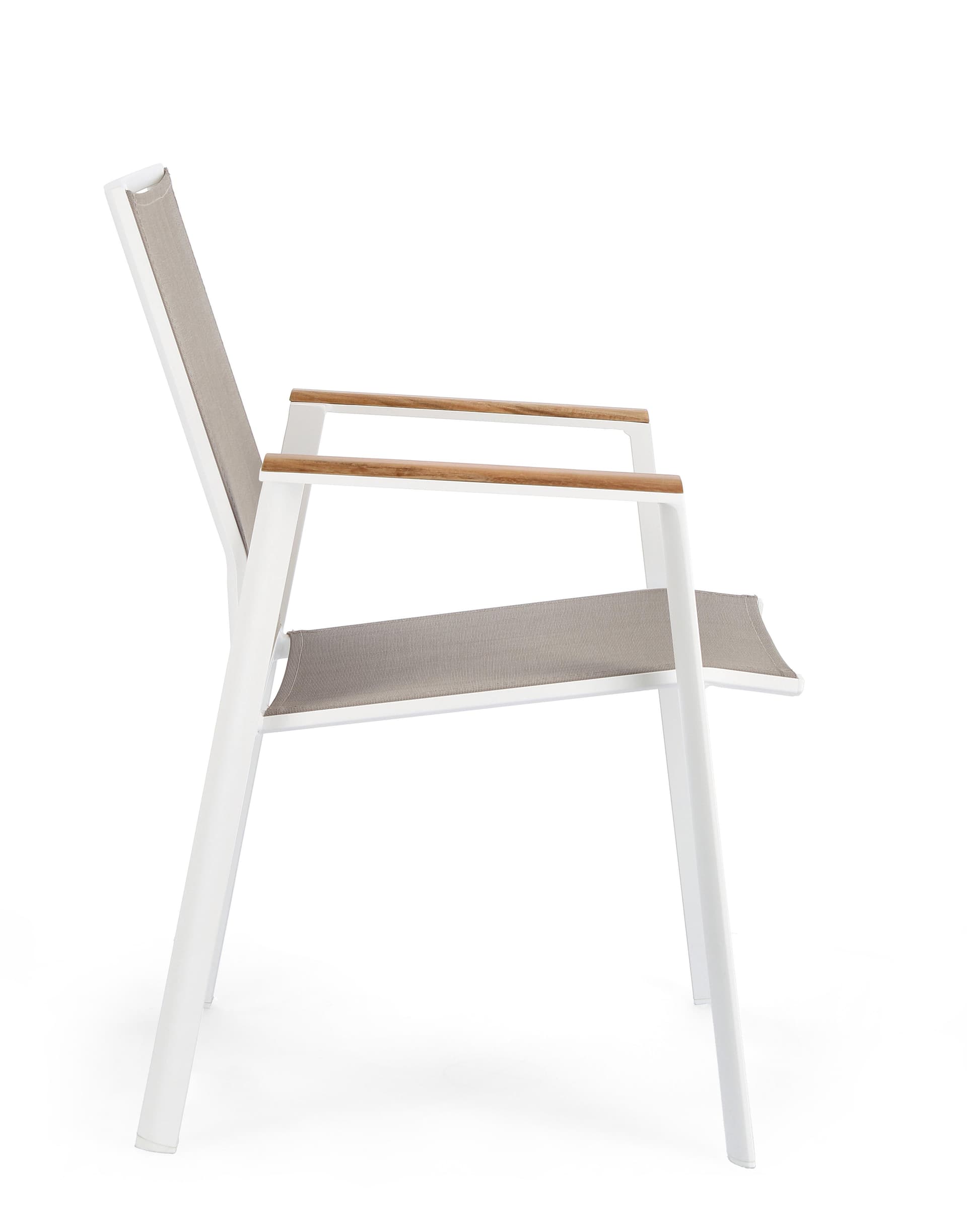 Poltrona "Cameron" da esterno in alluminio verniciato a polvere con dettagli in Teak in Sedie per tavolo da giardino Decor Space - Altamura, commercioVirtuoso.it