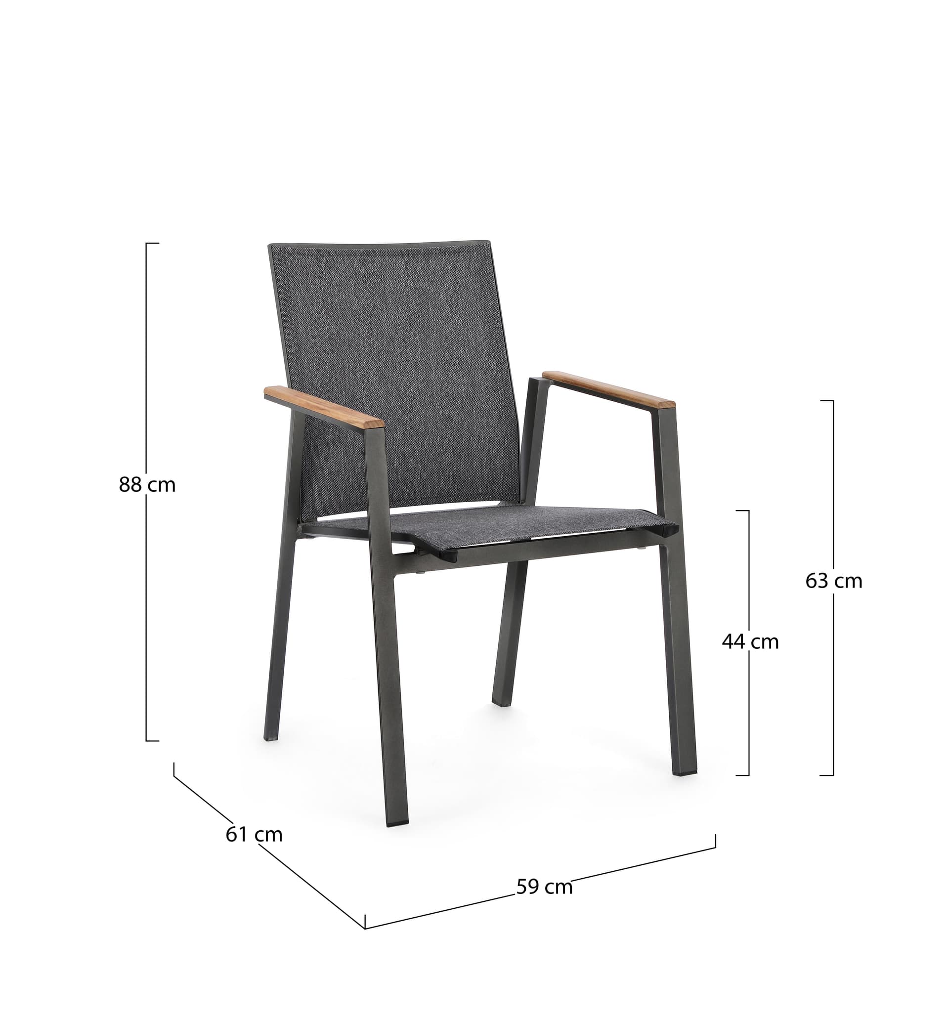 Poltrona "Cameron" da esterno in alluminio verniciato a polvere con dettagli in Teak in Sedie per tavolo da giardino Decor Space - Altamura, commercioVirtuoso.it