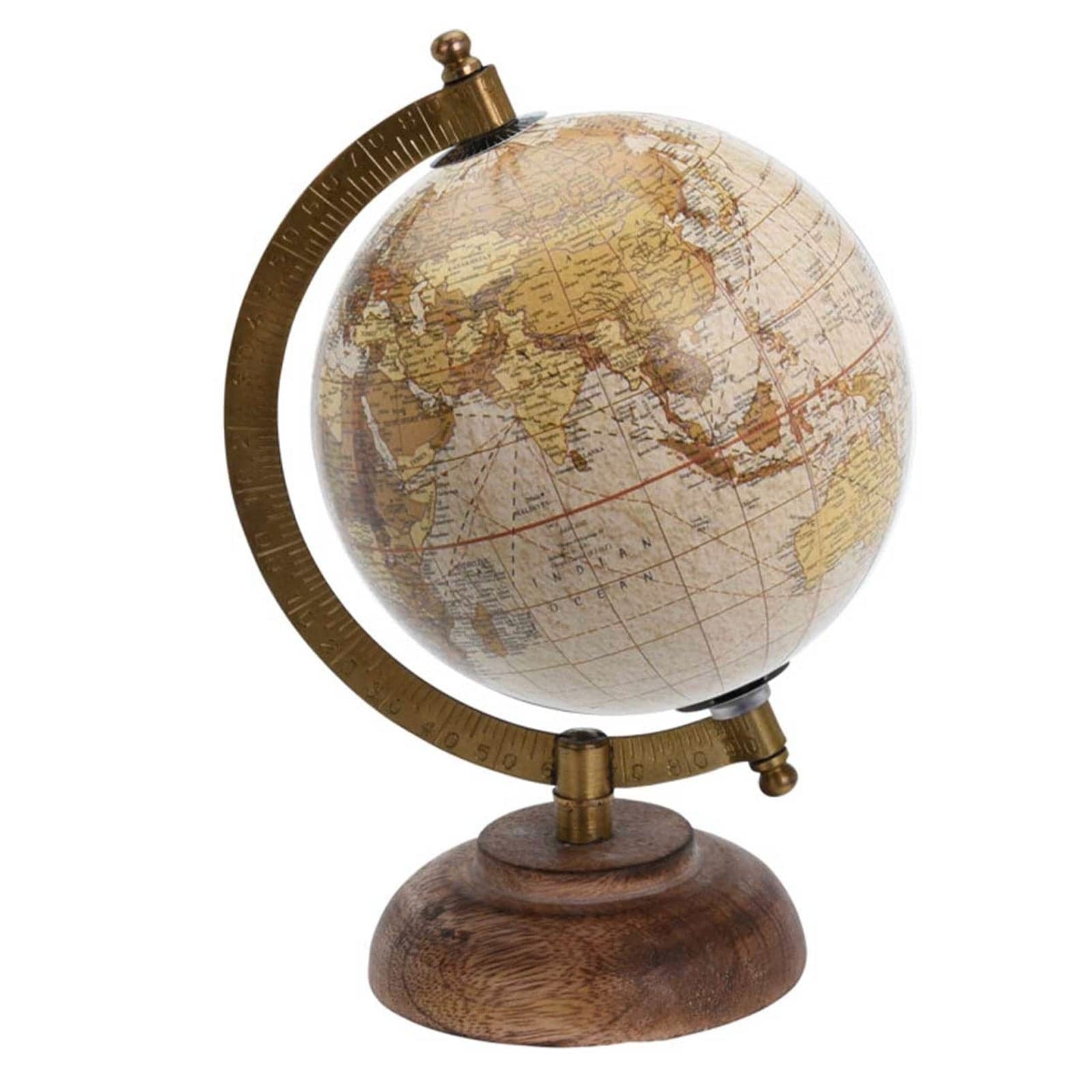 Mappamondo retrò con base in legno per decorazione interno h 21 cm in Mappamondi Decor Space - Altamura, commercioVirtuoso.it