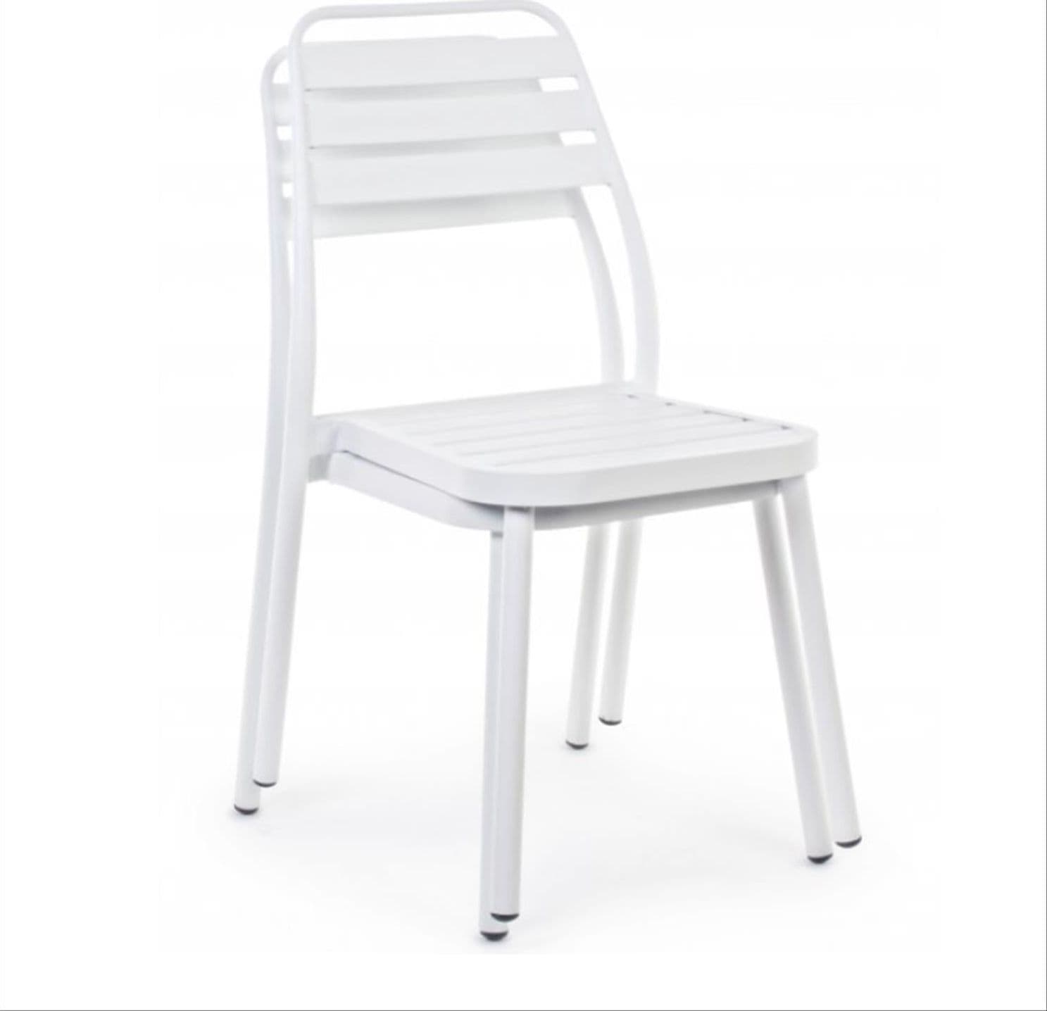 SEDIA SEDIE PER ESTERNO DA GIARDINO LENNIE IN ALUMINIO BIANCO IMPILABILE BIZZOTTO