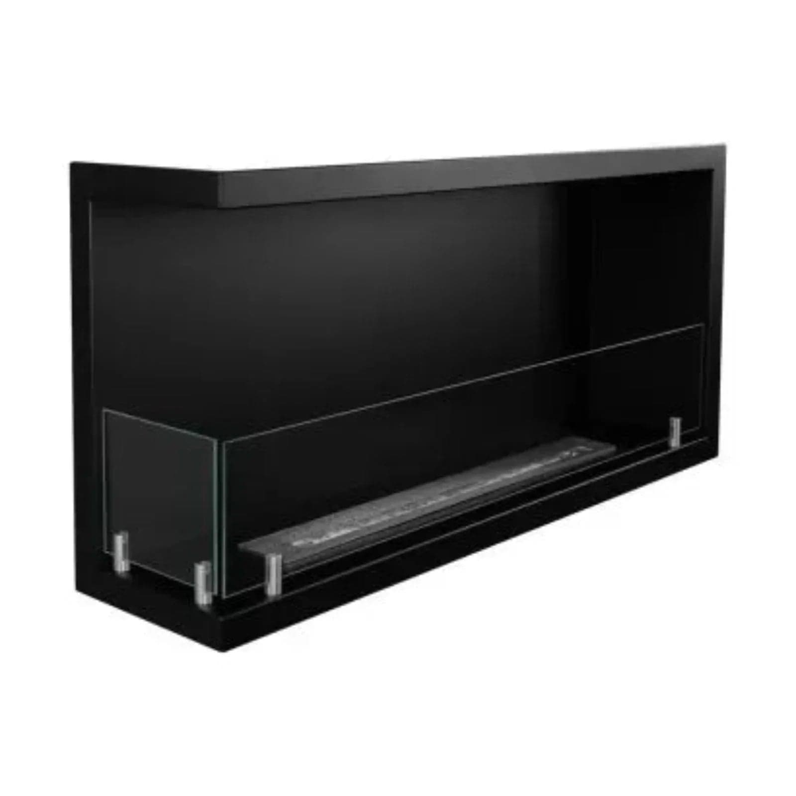 Camino a bioetanolo "Sutri 90 SX" da incasso ad angolo nero 90×45 in Caminetti gel ed etanolo Decor Space - Altamura, commercioVirtuoso.it