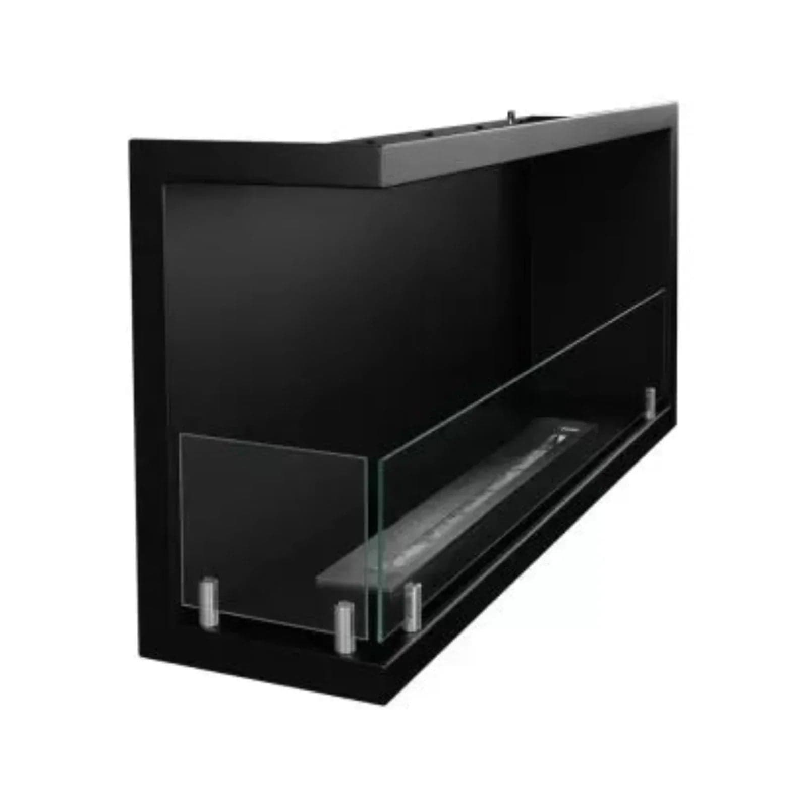 Camino a bioetanolo "Sutri 90 SX" da incasso ad angolo nero 90×45 in Caminetti gel ed etanolo Decor Space - Altamura, commercioVirtuoso.it