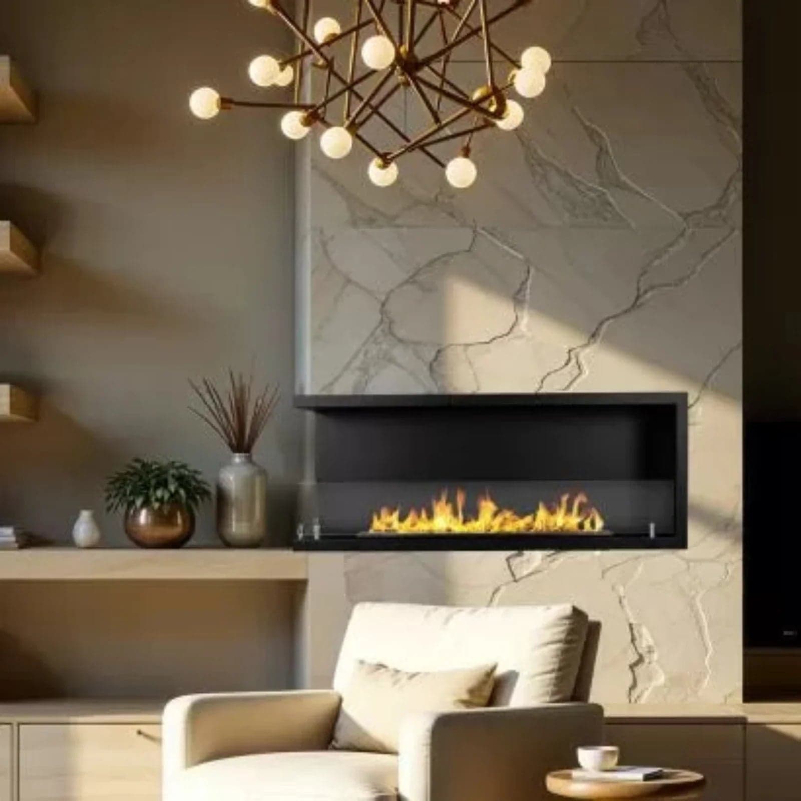 Camino a bioetanolo "Sutri 120 SX" da incasso ad angolo nero 120×45 in Caminetti gel ed etanolo Decor Space - Altamura, commercioVirtuoso.it