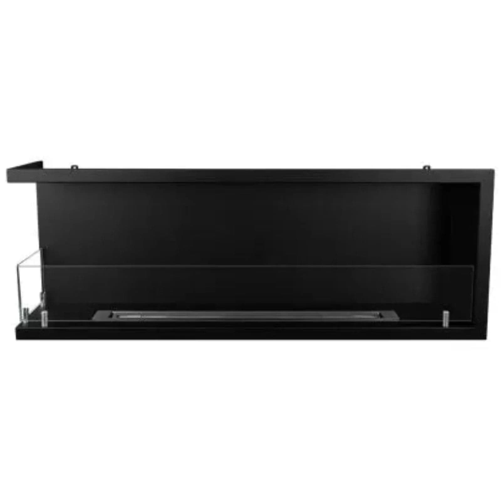 Camino a bioetanolo "Sutri 120 SX" da incasso ad angolo nero 120×45 in Caminetti gel ed etanolo Decor Space - Altamura, commercioVirtuoso.it