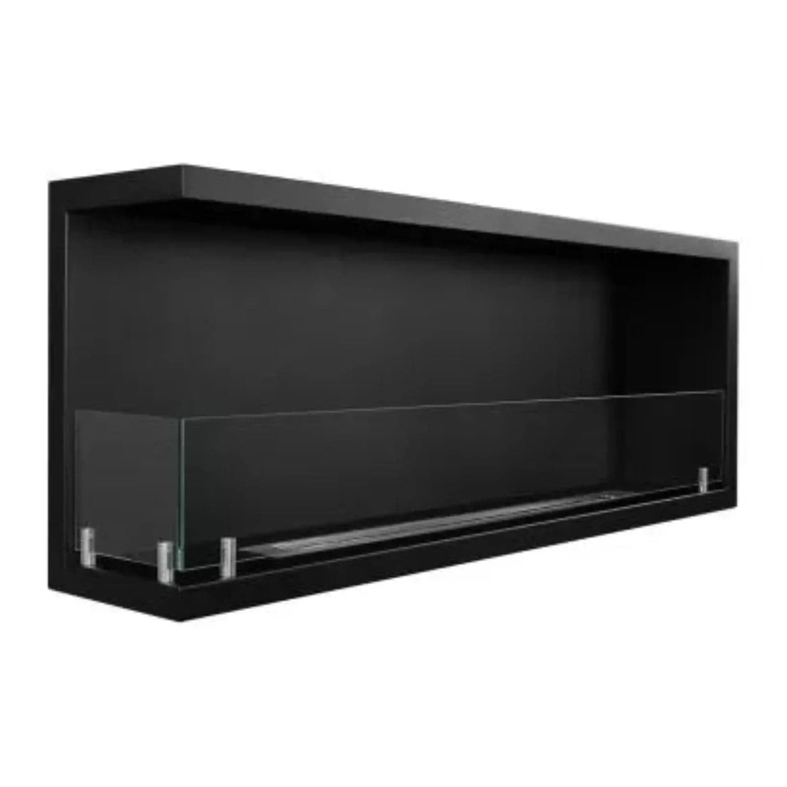 Camino a bioetanolo "Sutri 120 SX" da incasso ad angolo nero 120×45 in Caminetti gel ed etanolo Decor Space - Altamura, commercioVirtuoso.it