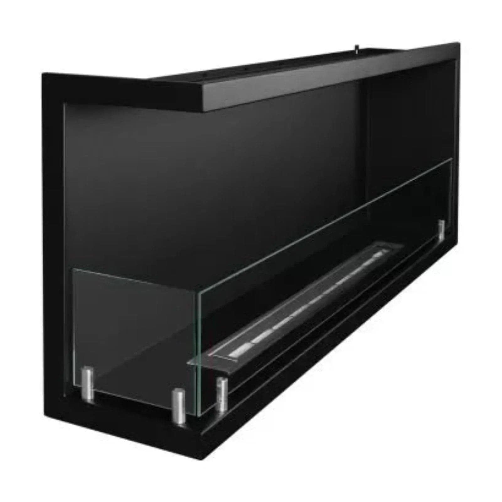 Camino a bioetanolo "Sutri 120 SX" da incasso ad angolo nero 120×45 in Caminetti gel ed etanolo Decor Space - Altamura, commercioVirtuoso.it