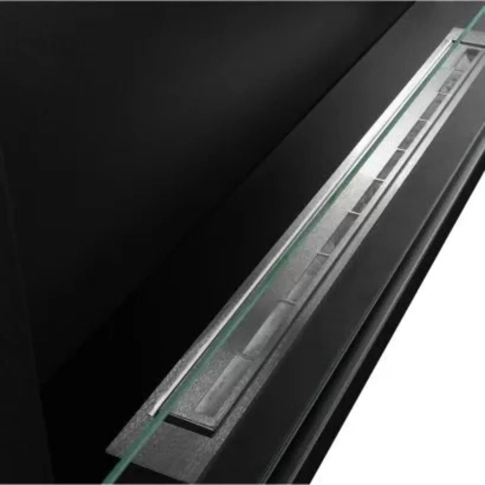 Camino a bioetanolo "Sutri 120 DX" da incasso ad angolo nero 120×45 in Caminetti gel ed etanolo Decor Space - Altamura, commercioVirtuoso.it