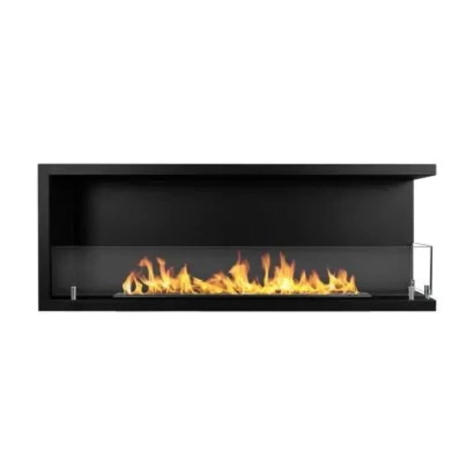 Camino a bioetanolo "Sutri 120 DX" da incasso ad angolo nero 120×45 in Caminetti gel ed etanolo Decor Space - Altamura, commercioVirtuoso.it