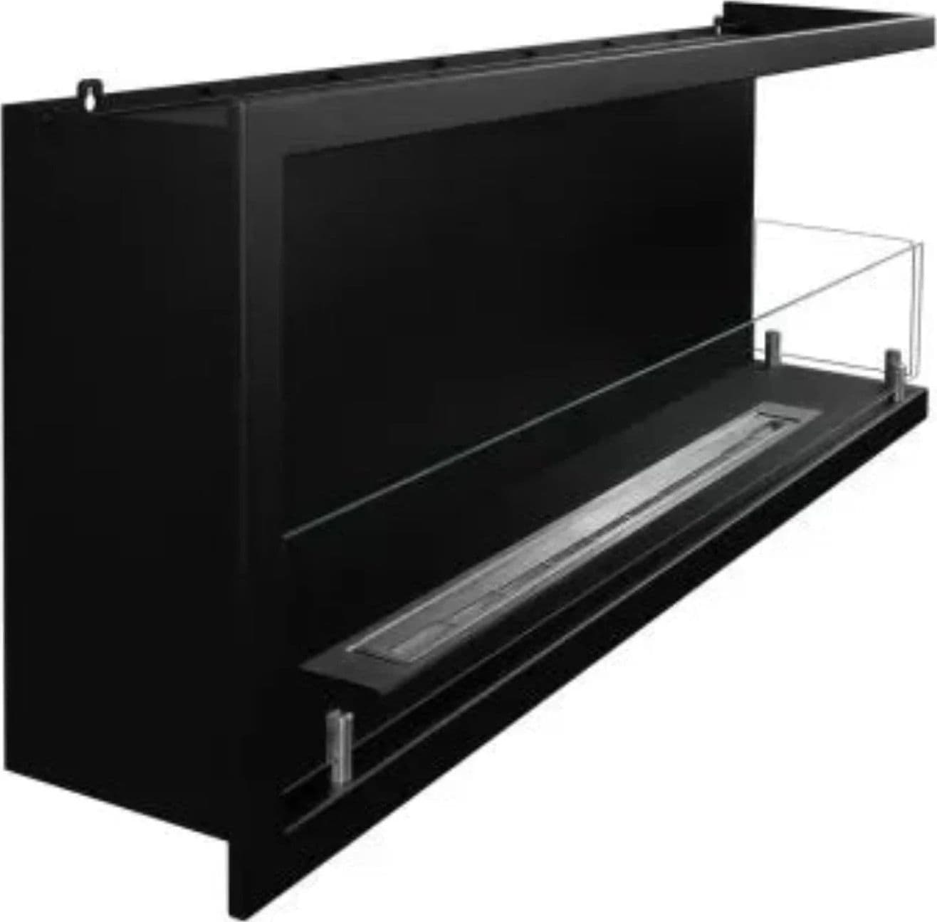 Camino a bioetanolo "Sutri 120 DX" da incasso ad angolo nero 120×45 in Caminetti gel ed etanolo Decor Space - Altamura, commercioVirtuoso.it