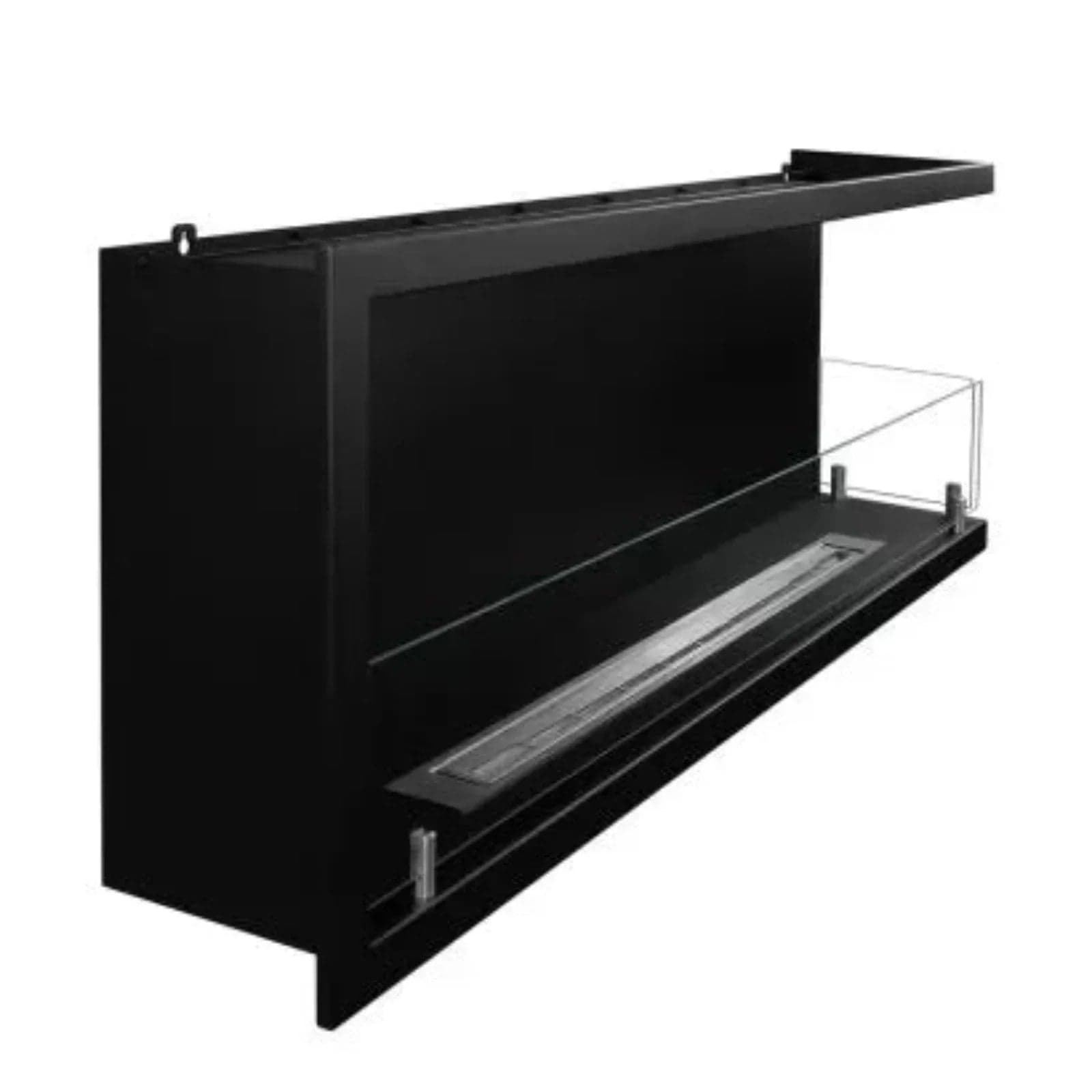 Camino a bioetanolo "Sutri 120 DX" da incasso ad angolo nero 120×45 in Caminetti gel ed etanolo Decor Space - Altamura, commercioVirtuoso.it