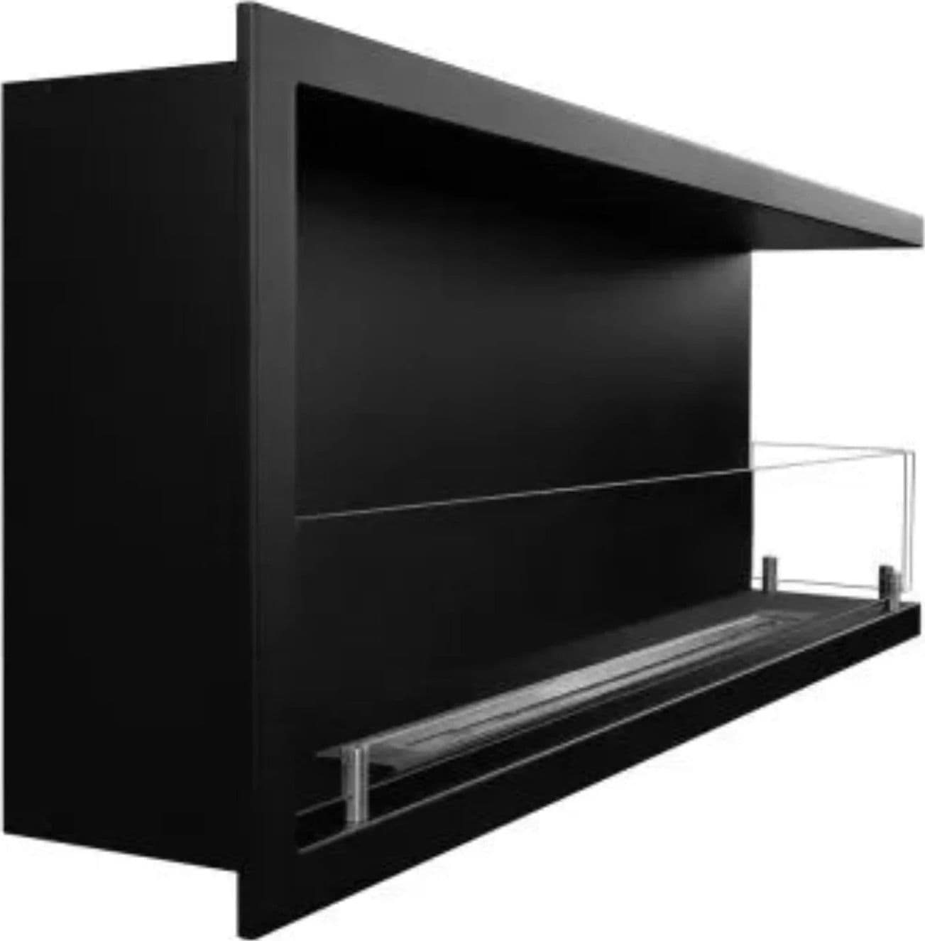 Camino a bioetanolo "Sutri 120 DX" da incasso ad angolo nero 120×45 in Caminetti gel ed etanolo Decor Space - Altamura, commercioVirtuoso.it