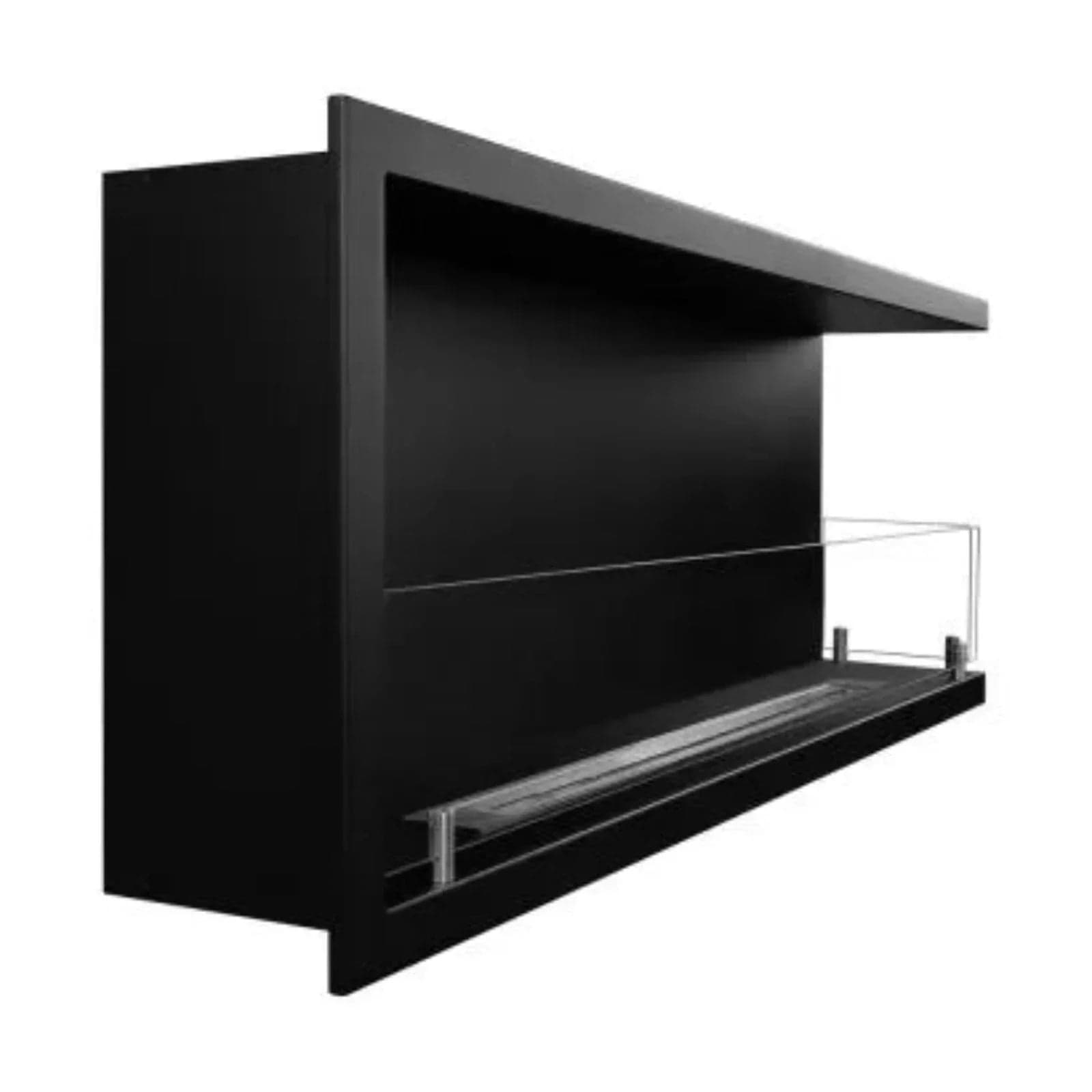Camino a bioetanolo "Sutri 120 DX" da incasso ad angolo nero 120×45 in Caminetti gel ed etanolo Decor Space - Altamura, commercioVirtuoso.it