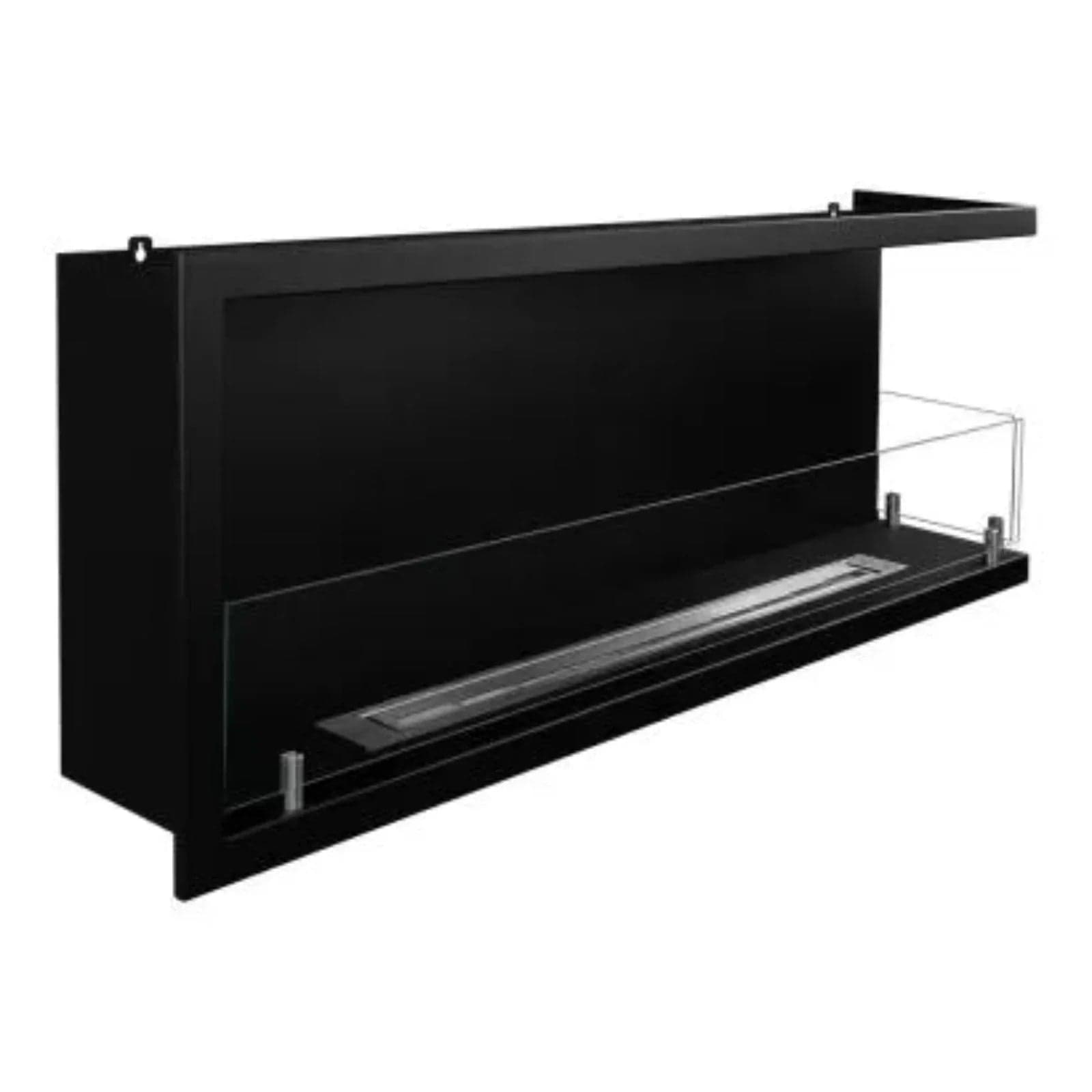 Camino a bioetanolo "Sutri 120 DX" da incasso ad angolo nero 120×45 in Caminetti gel ed etanolo Decor Space - Altamura, commercioVirtuoso.it