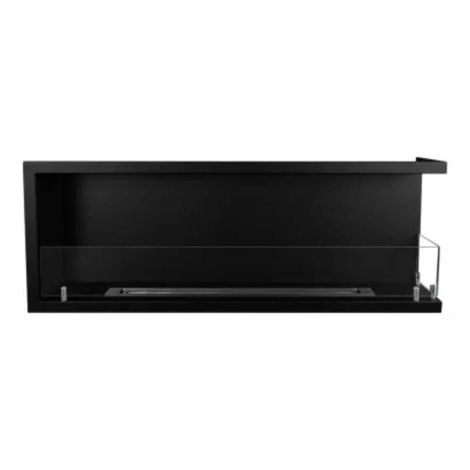 Camino a bioetanolo "Sutri 120 DX" da incasso ad angolo nero 120×45 in Caminetti gel ed etanolo Decor Space - Altamura, commercioVirtuoso.it