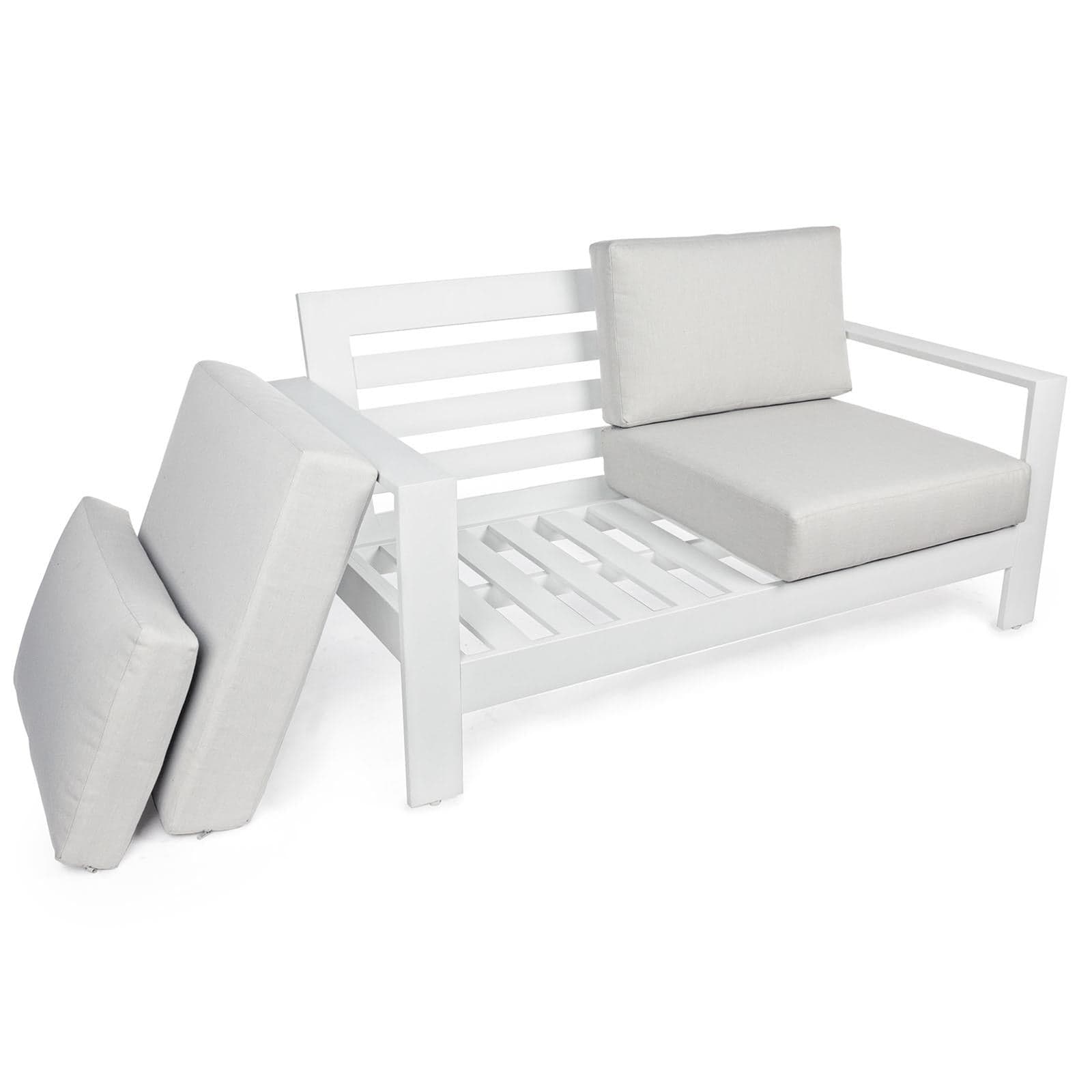 SALOTTINO ATLANTIC IN ALLUMINIO BIANCO DA GIARDINO PER ESTERNO SALOTTO VERANDA 4 PEZZI