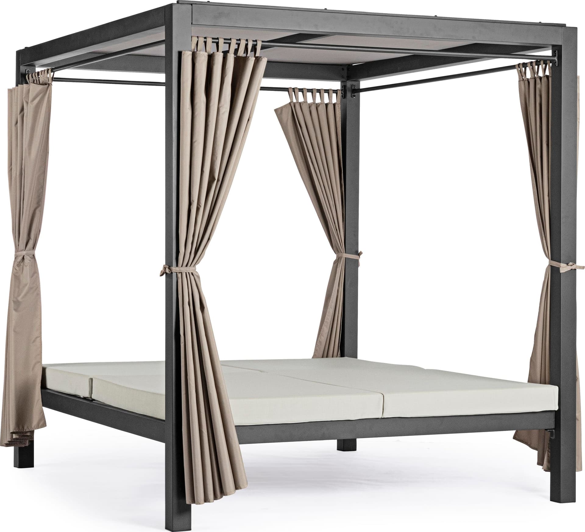 Lettino "Daybed Dream" prendisole ad isola per giardino e piscina, baldacchino reclinabile con tende in Lettini Decor Space - Altamura, commercioVirtuoso.it