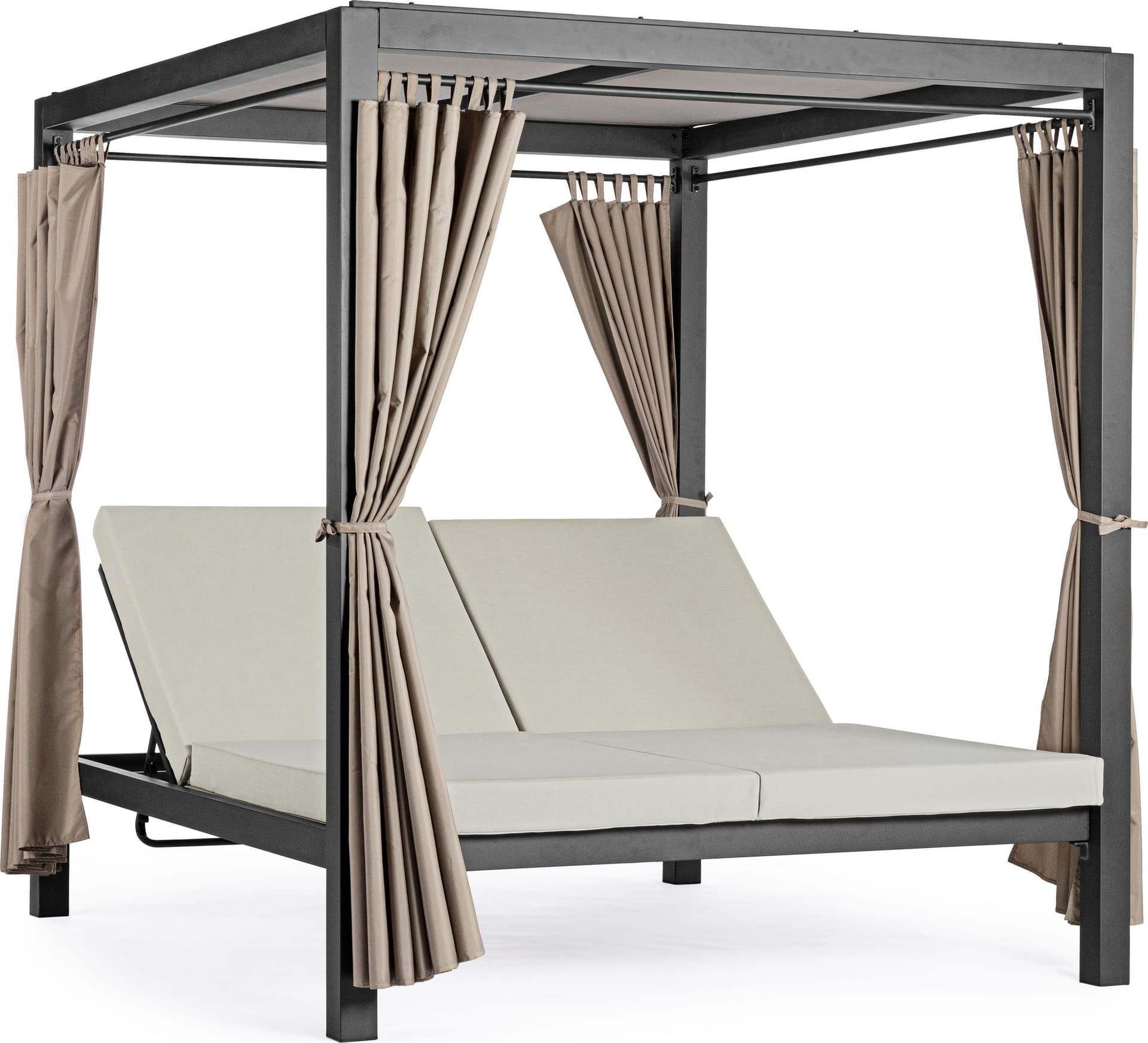 Lettino "Daybed Dream" prendisole ad isola per giardino e piscina, baldacchino reclinabile con tende in Lettini Decor Space - Altamura, commercioVirtuoso.it