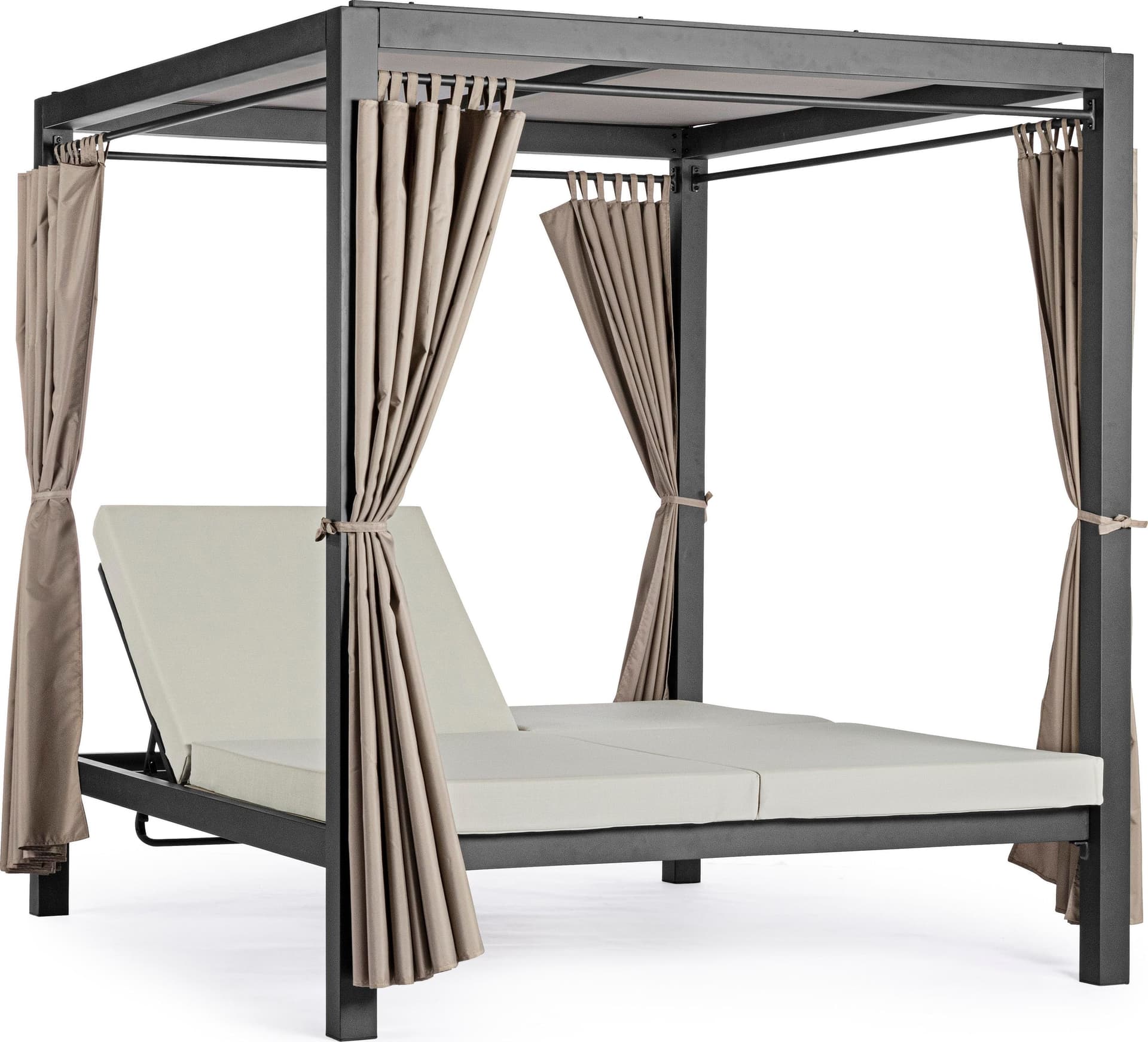 Lettino "Daybed Dream" prendisole ad isola per giardino e piscina, baldacchino reclinabile con tende in Lettini Decor Space - Altamura, commercioVirtuoso.it