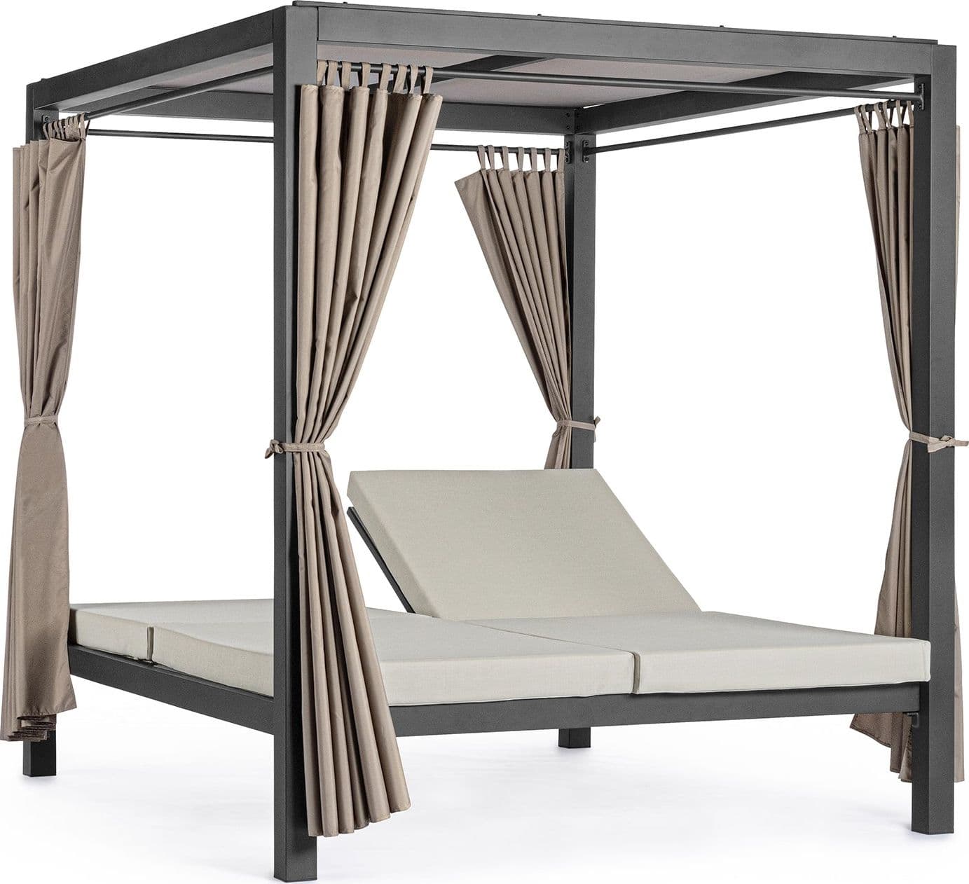Lettino "Daybed Dream" prendisole ad isola per giardino e piscina, baldacchino reclinabile con tende in Lettini Decor Space - Altamura, commercioVirtuoso.it