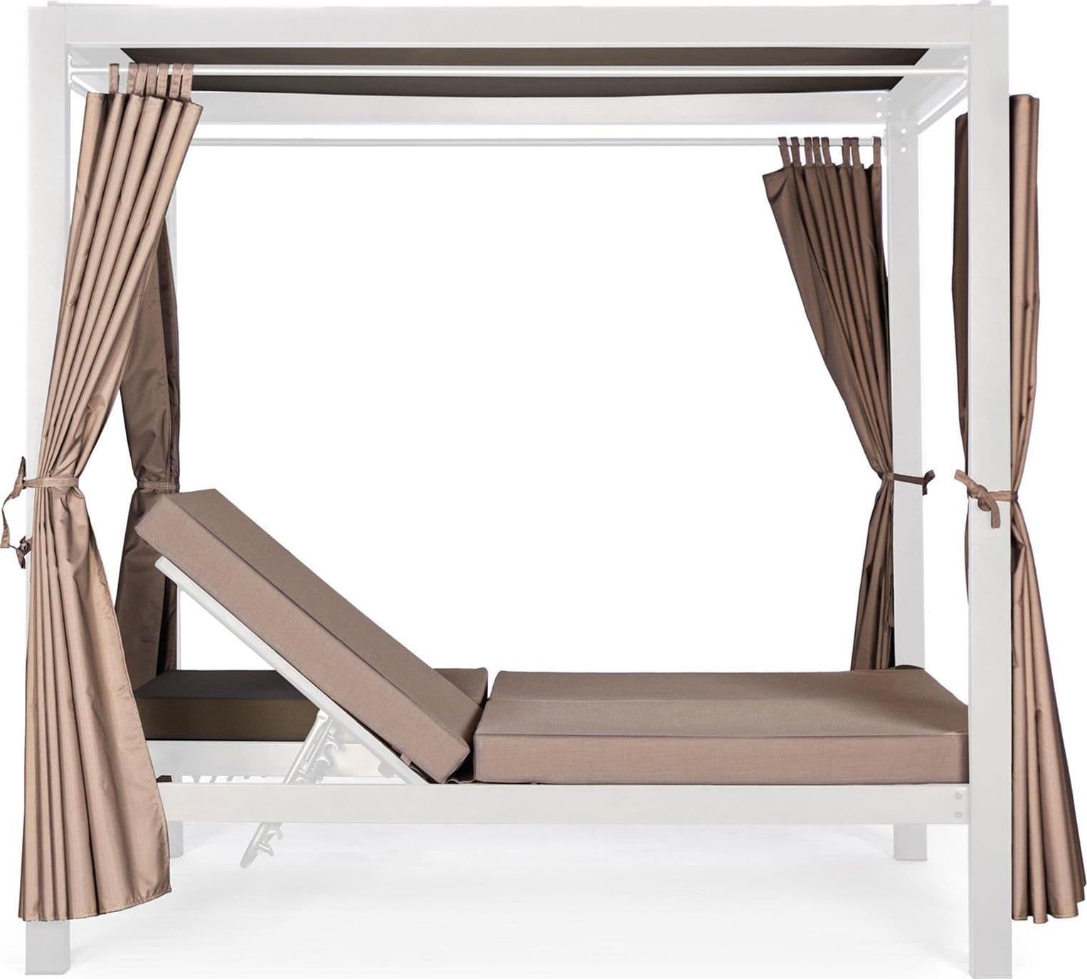 Lettino prendisole reclinabile ad isola da giardino a baldacchino con tende daybed dream (bianco)