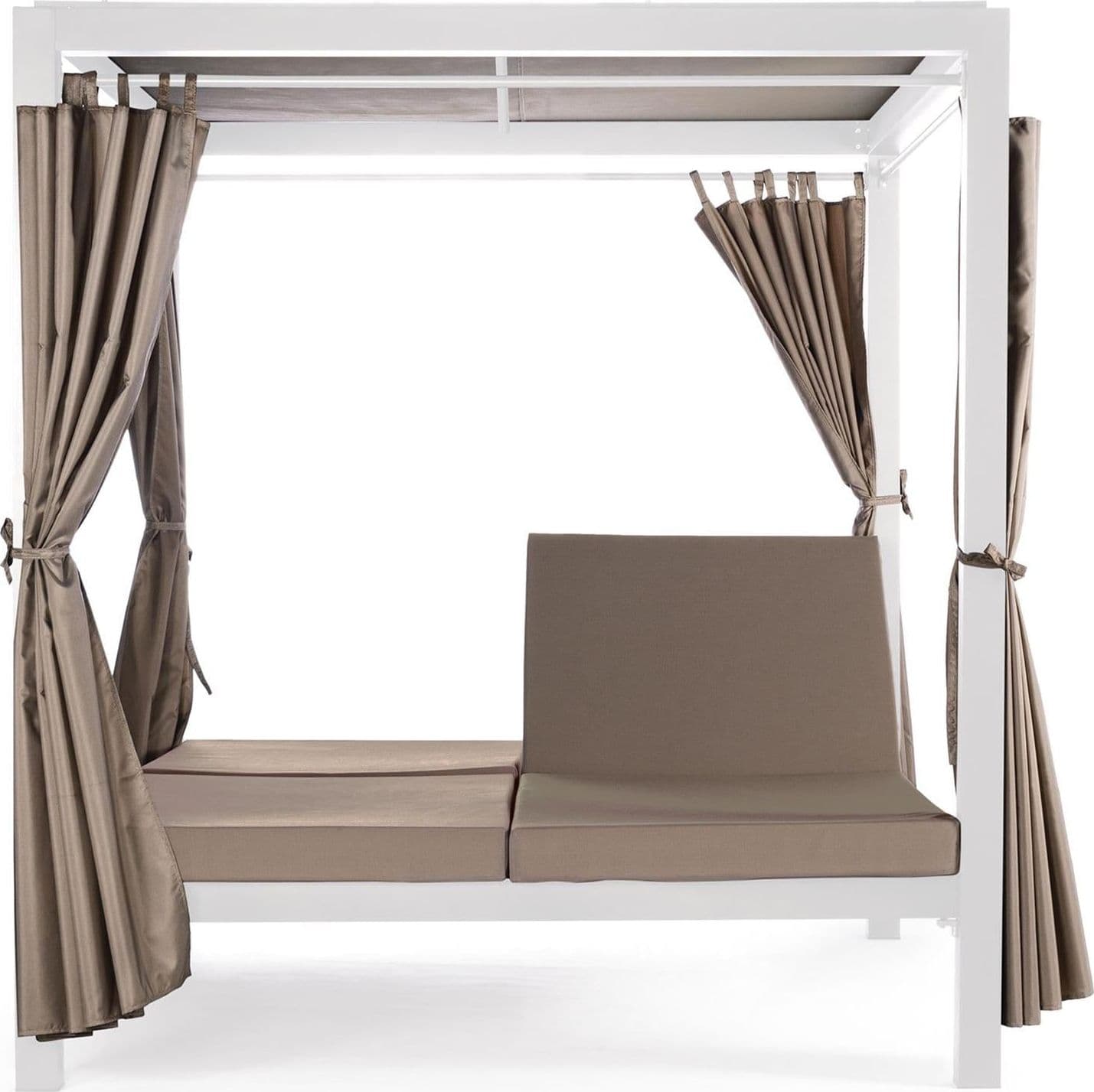 Lettino prendisole reclinabile ad isola da giardino a baldacchino con tende daybed dream (bianco)