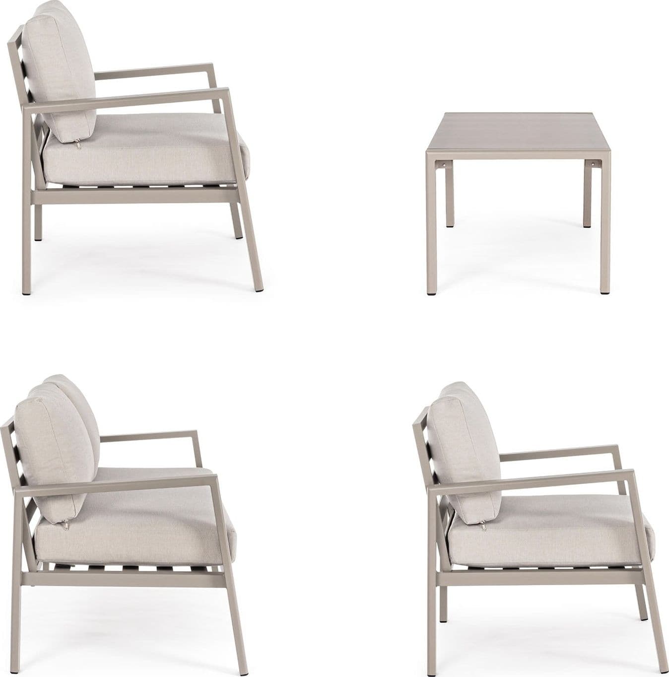 Salottino moderno per esterno "Koral" in alluminio con cuscini da giardino e veranda in Set di mobili Decor Space - Altamura, commercioVirtuoso.it